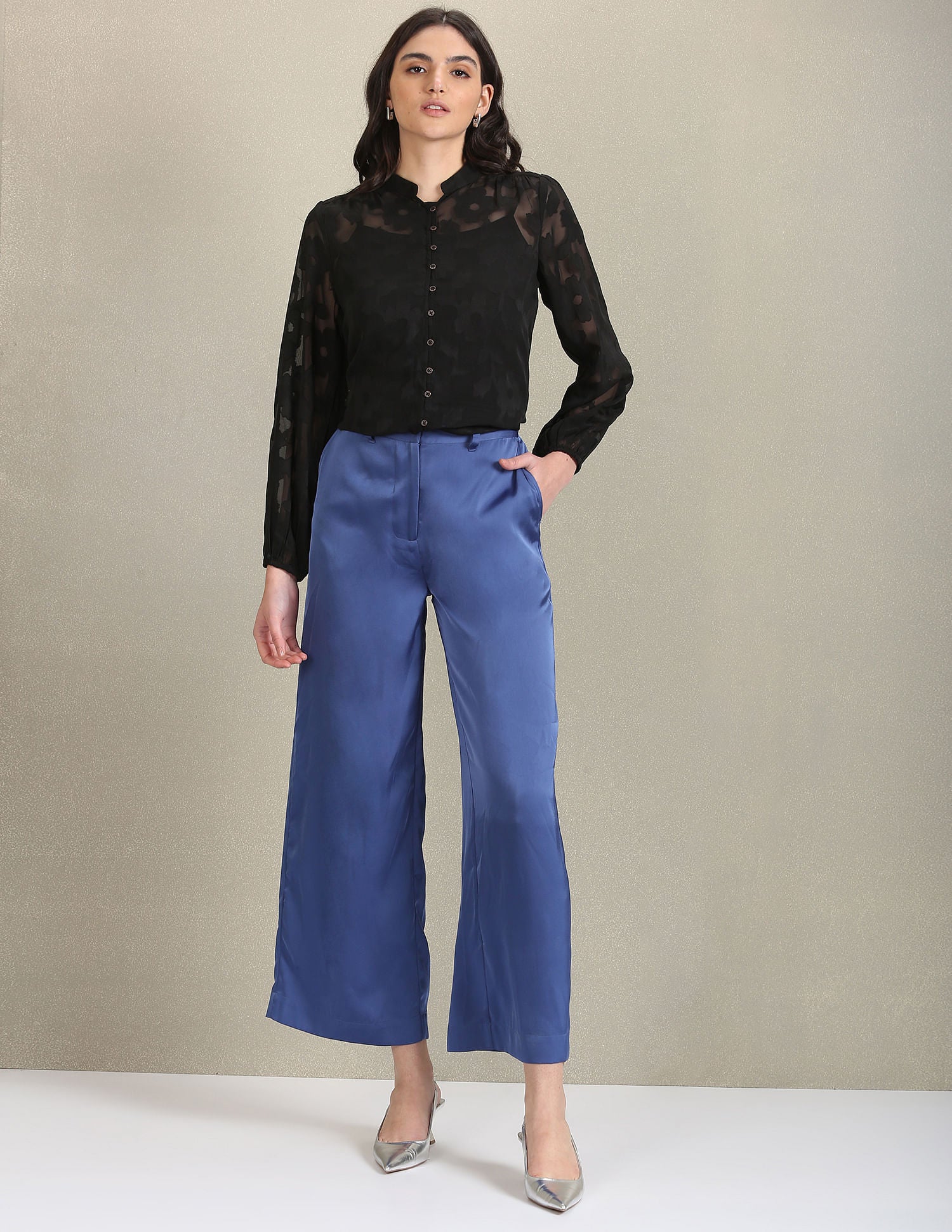 Mandarin Collar Lace Shirt Black - U.S. POLO ASSN. | Large