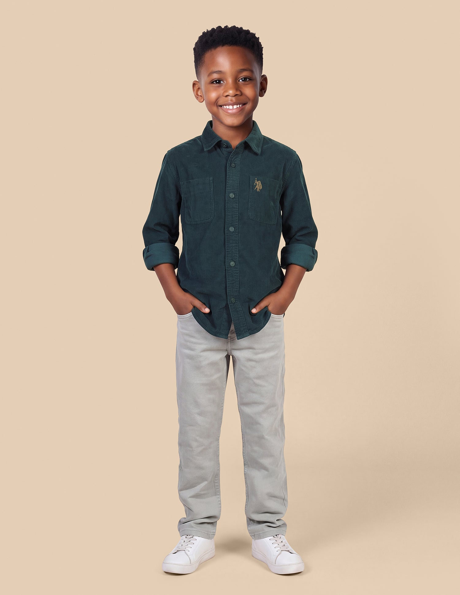 Corduroy Regular Fit Shirt Teal - U.S. Polo Assn. India | Large