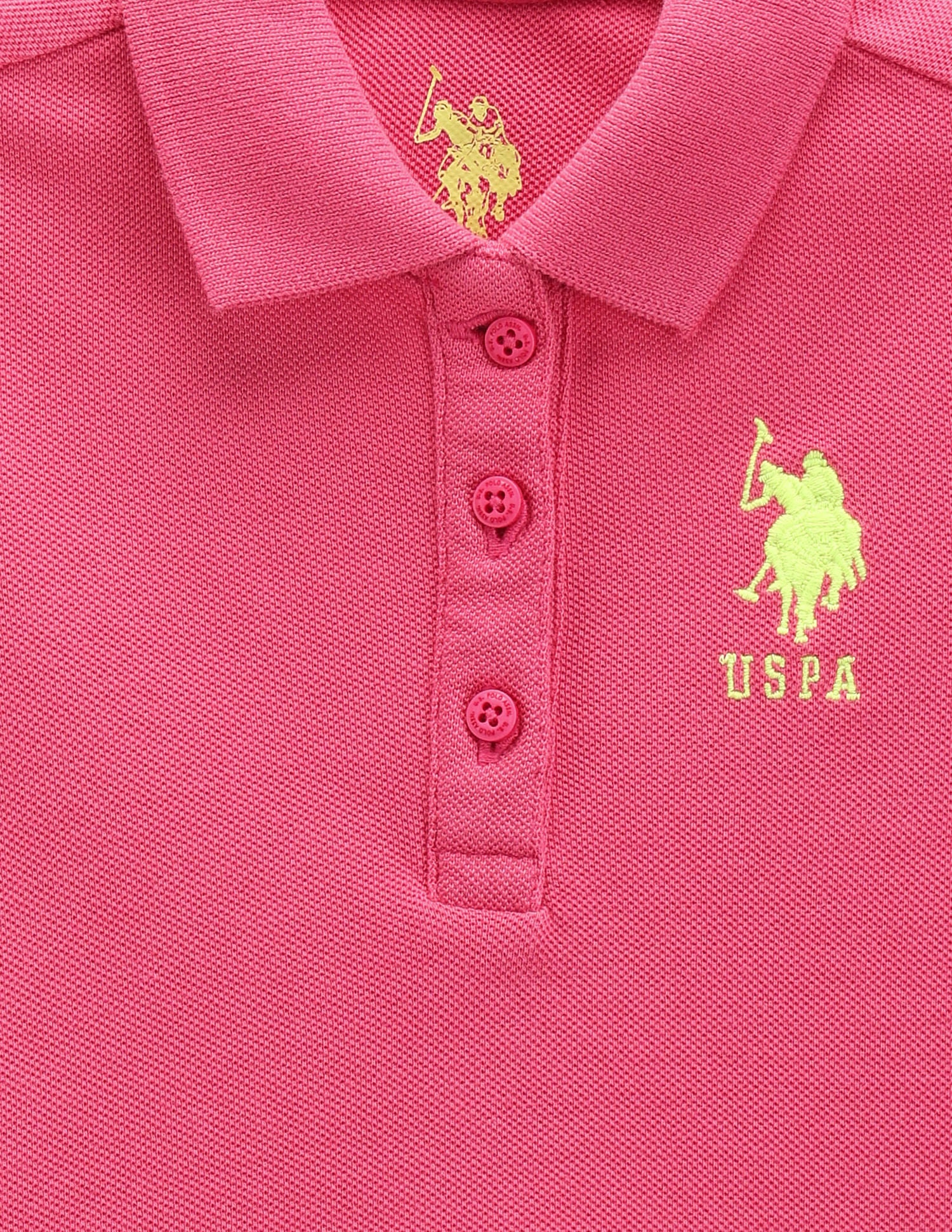Girls Cotton Pique Polo Shirt Pink - U.S. POLO ASSN. | Large