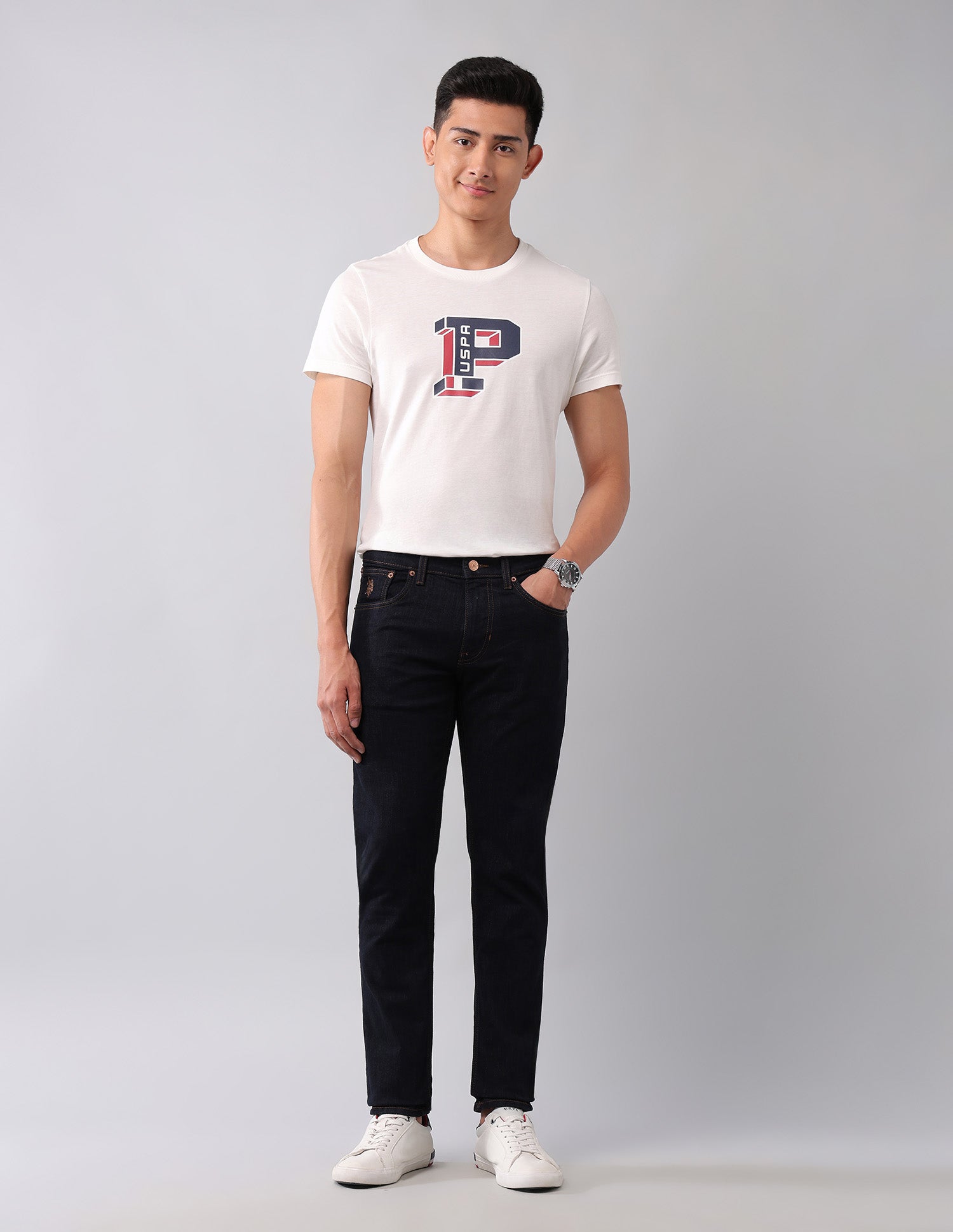 Brandon Slim Tapered Fit Blue Vintage Jeans Dark Wash - U.S. Polo Assn. India | Large