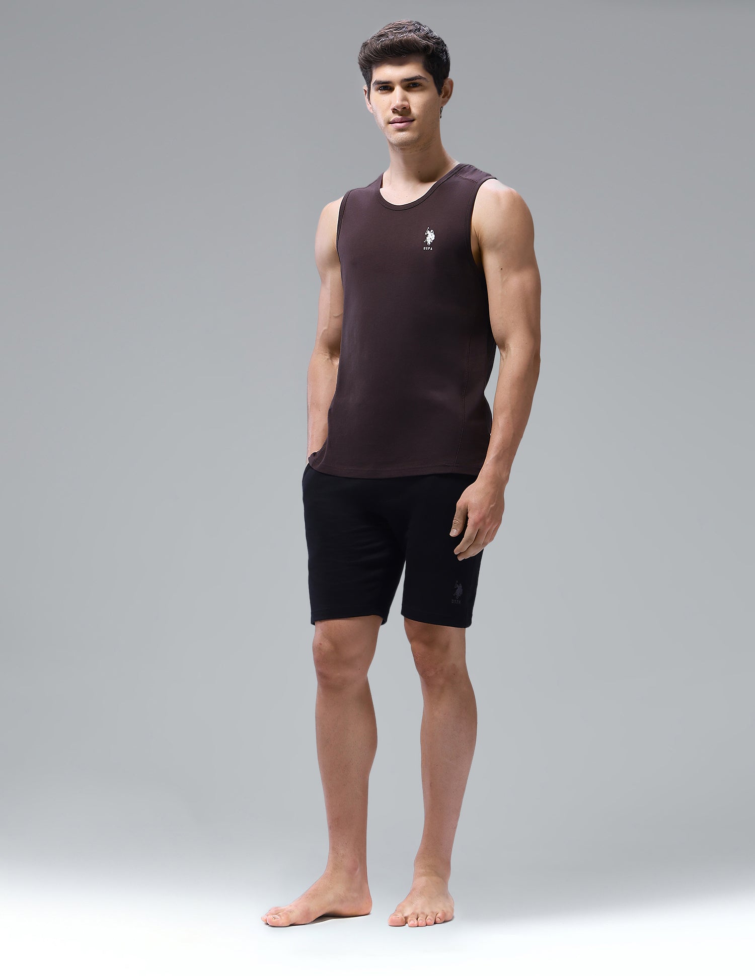 Antimicrobial Pure Cotton OEV11 Gym Vest - Pack Of 1 Chocolate Plum - U.S. Polo Assn. India | Large