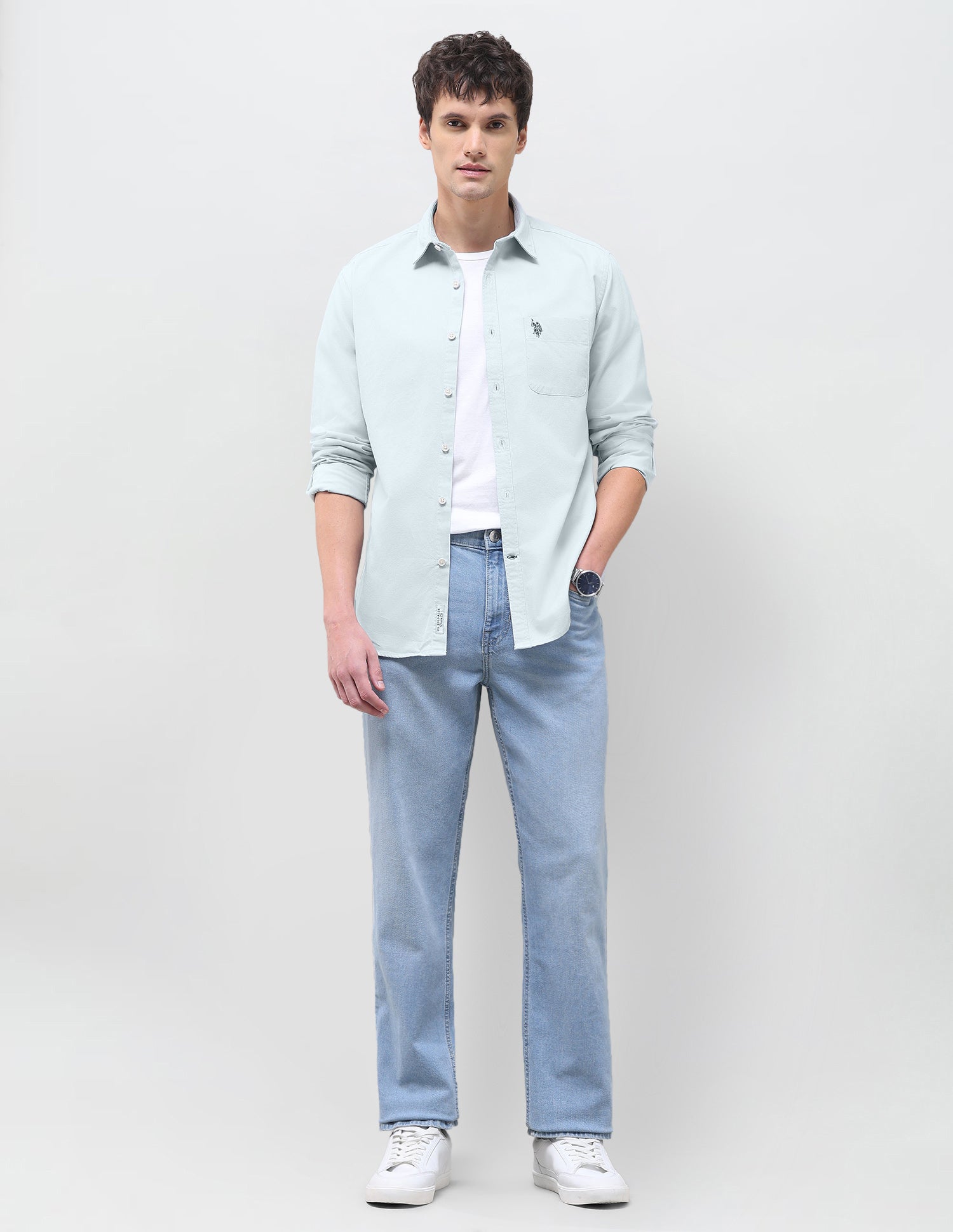 Solid Regular Fit Shirt Grey - U.S. Polo Assn. India | Large