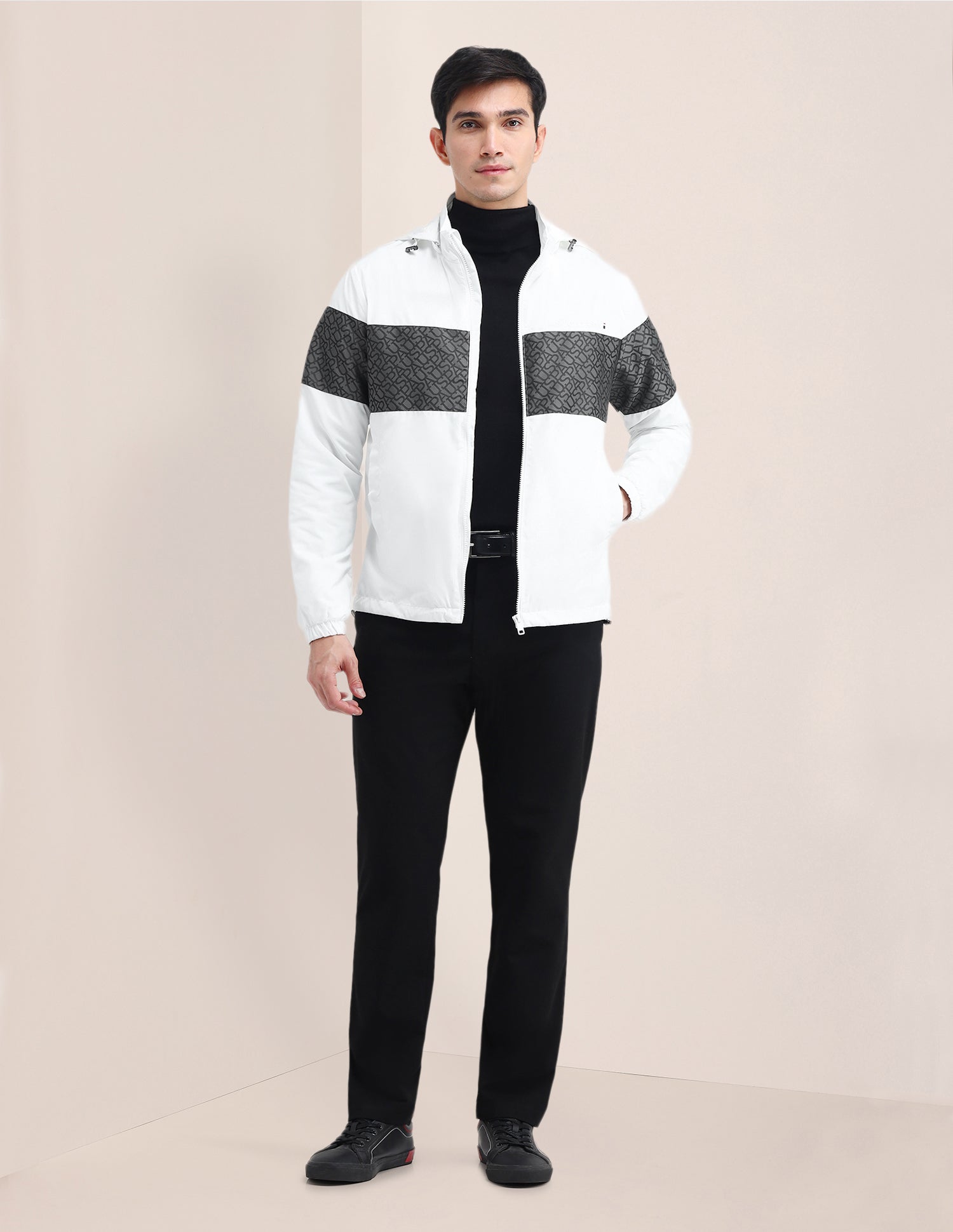Brand Printed Hooded Jacket White - U.S. Polo Assn. India | Large