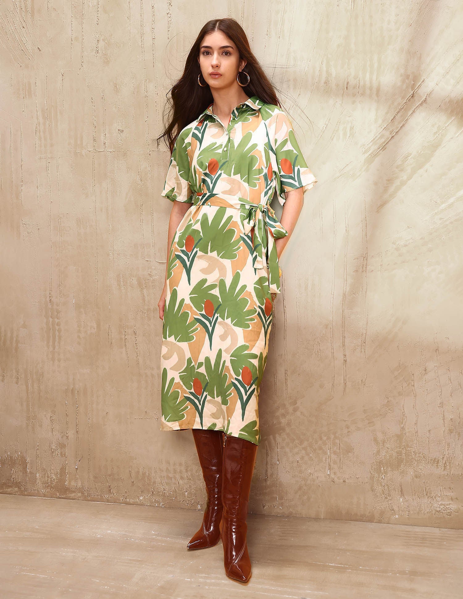 Tropical Printed Midi Shirt Dress Multi-colour - U.S. Polo Assn. India | Large