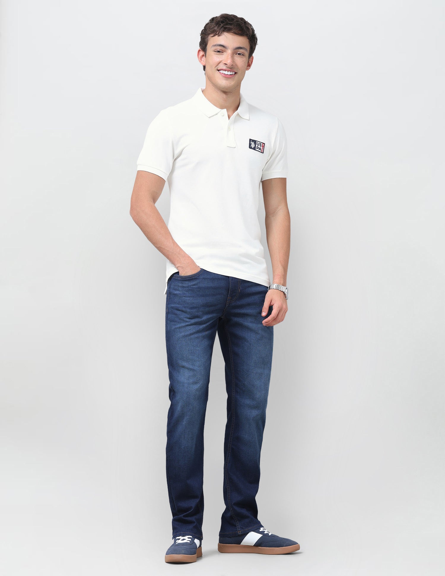 Solid Slim Fit Polo Shirt Ivory - U.S. Polo Assn. India | Large