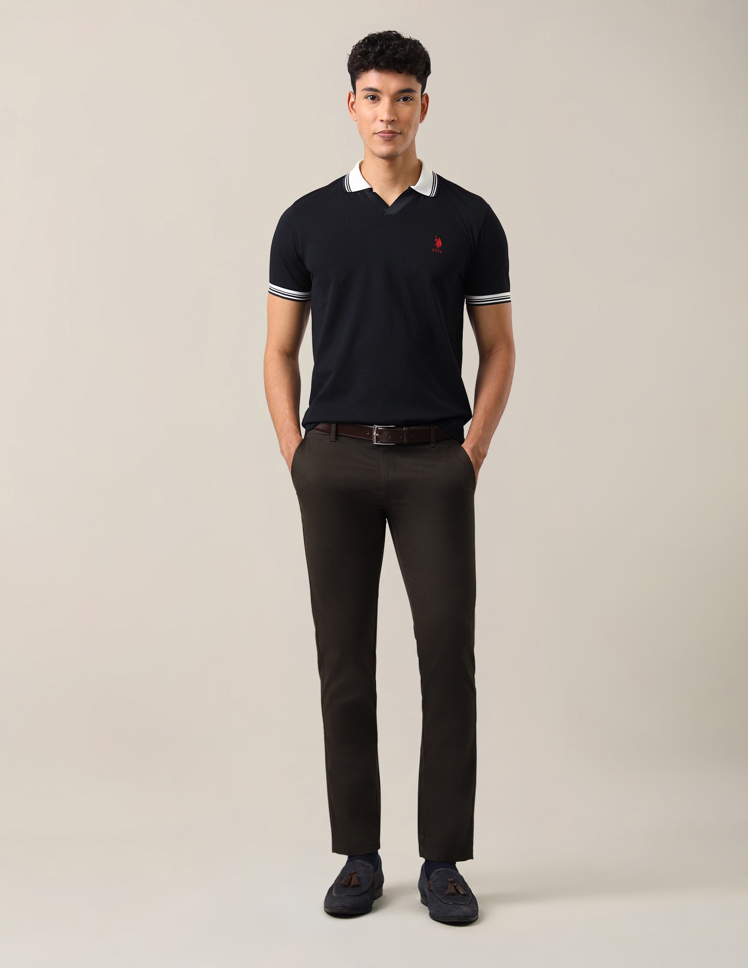 Solid Slim Fit Polo Shirt Navy - U.S. Polo Assn. India | Large