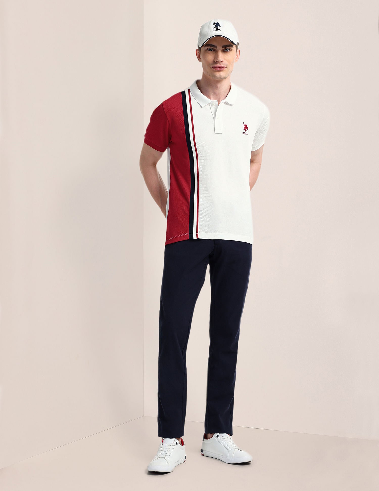 Vertical Stripe Slim Fit Polo Shirt White - U.S. Polo Assn. India | Large