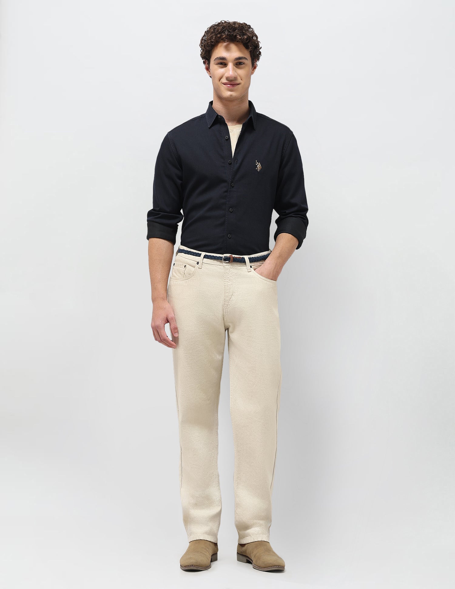 Regular Fit Twill Shirt Dark Indigo - U.S. Polo Assn. India | Large