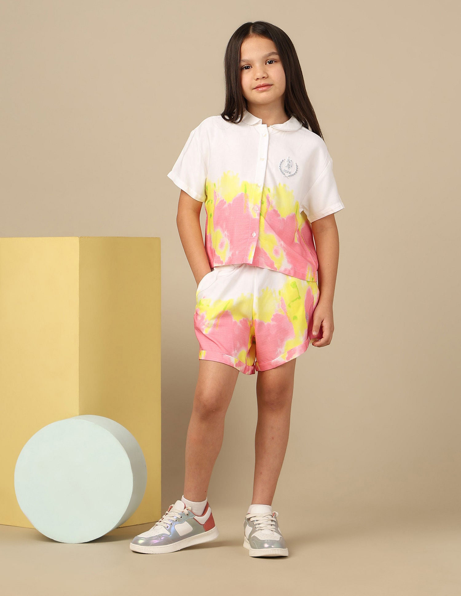 Girls Tie-Dyed Top Off White - U.S. POLO ASSN. | Large