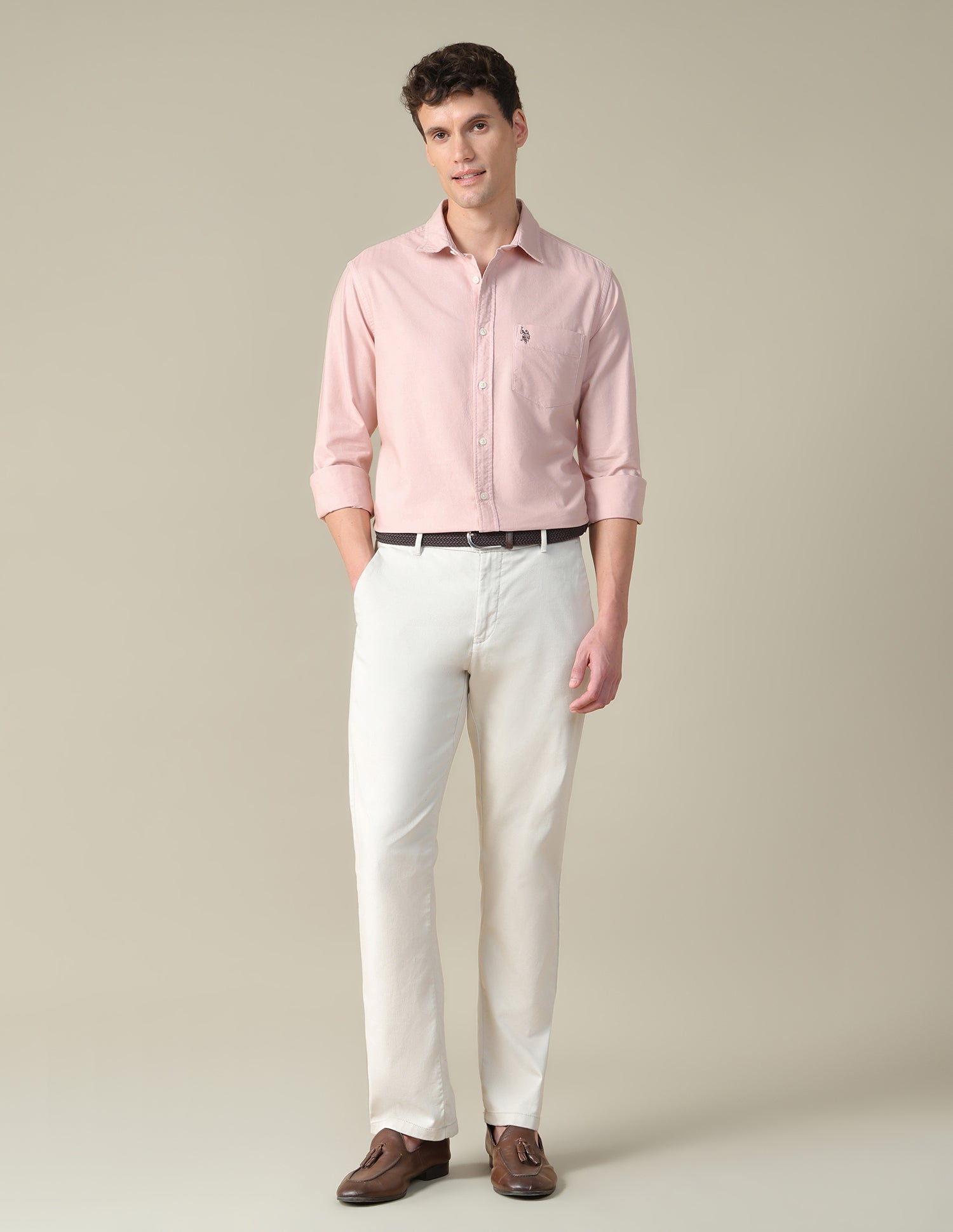 Oxford Tailored Fit Shirt Light Pink - U.S. Polo Assn. India | Large