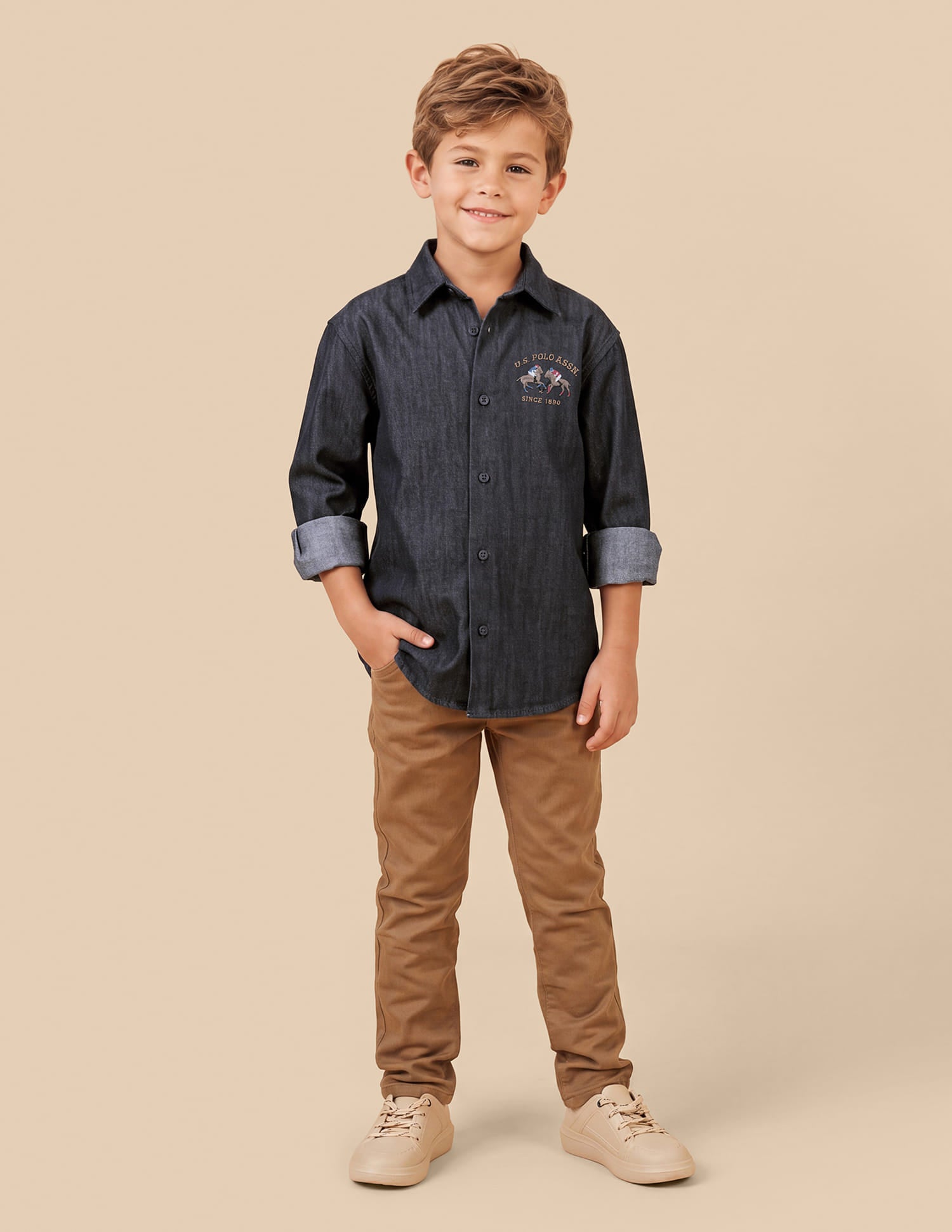 Heathered Boxy Fit Shirt Blue - U.S. Polo Assn. India | Large