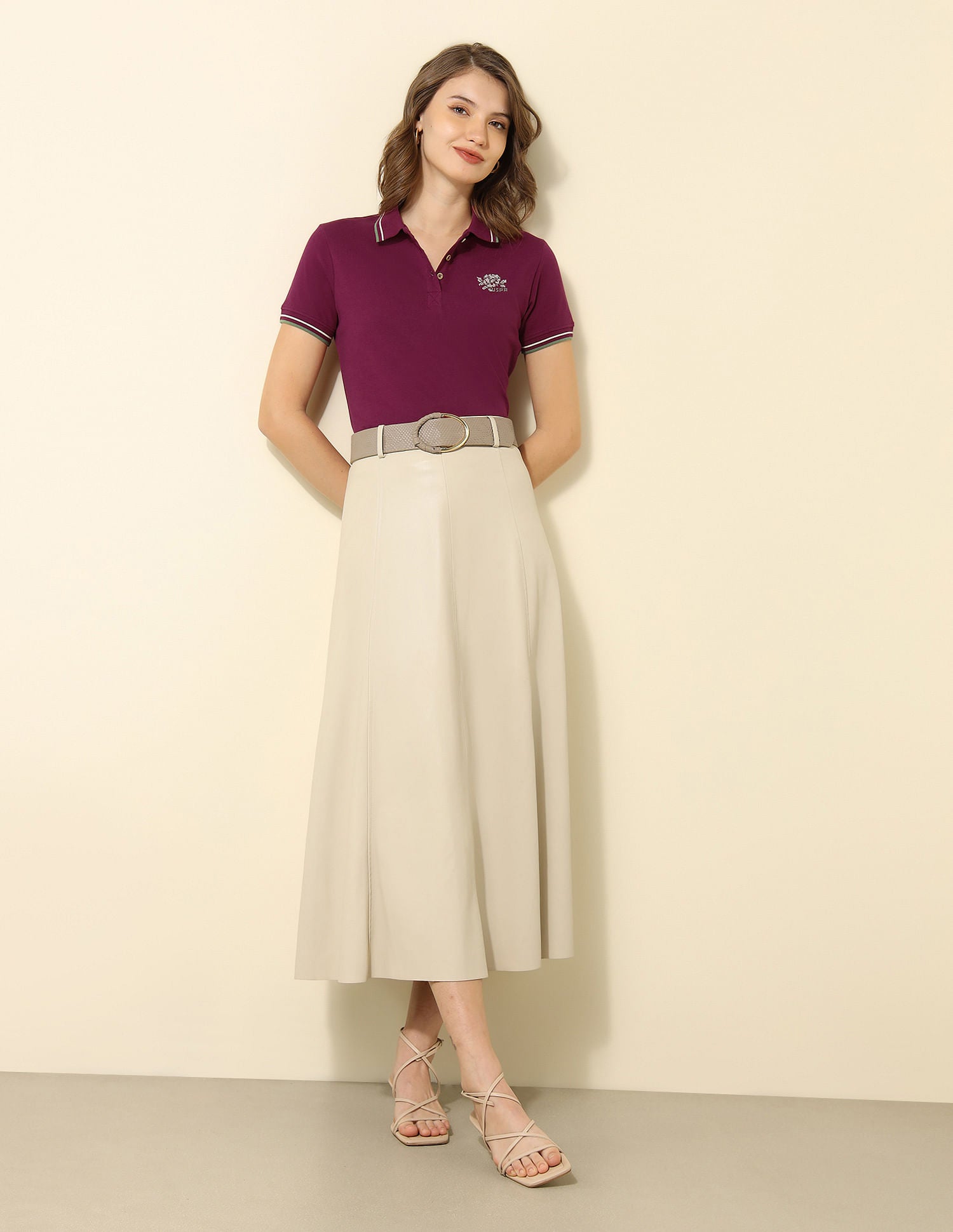 Tipped Collar Regular Fit Polo Shirt Wine - U.S. Polo Assn. India | Large