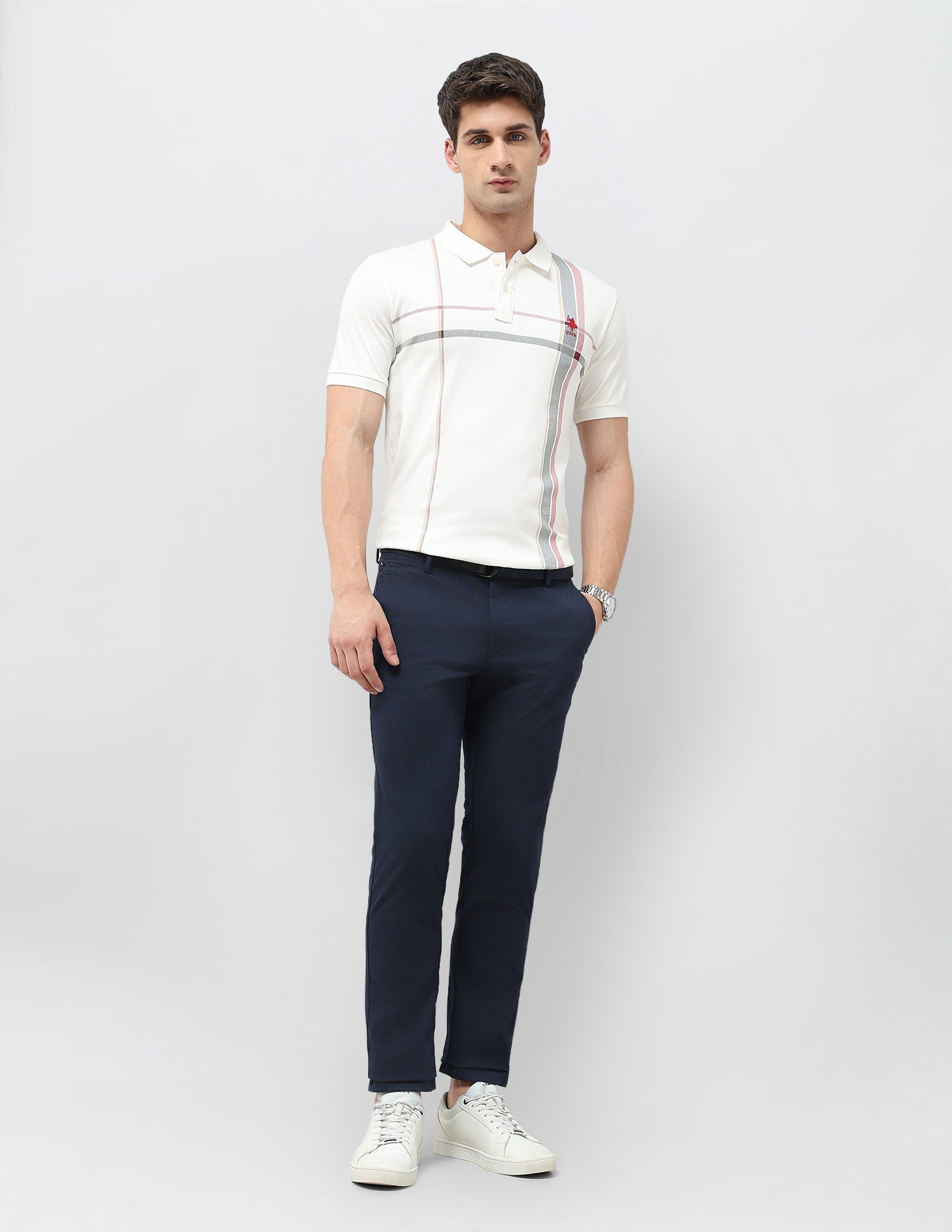 Denver Slim Fit Satin Trousers Navy - U.S. POLO ASSN. | Large