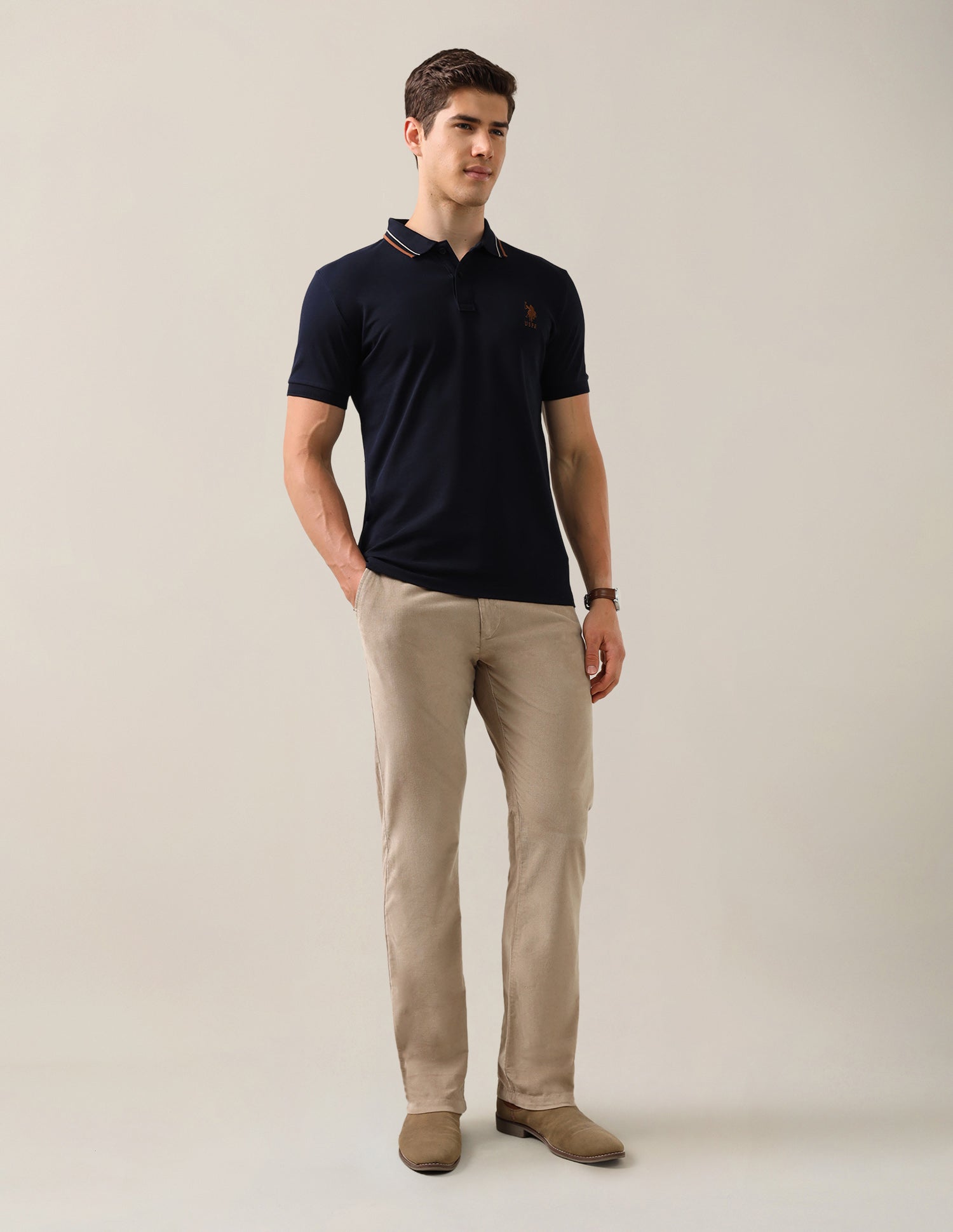 Brand Embroidered Slim Fit Polo Shirt Navy - U.S. Polo Assn. India | Large