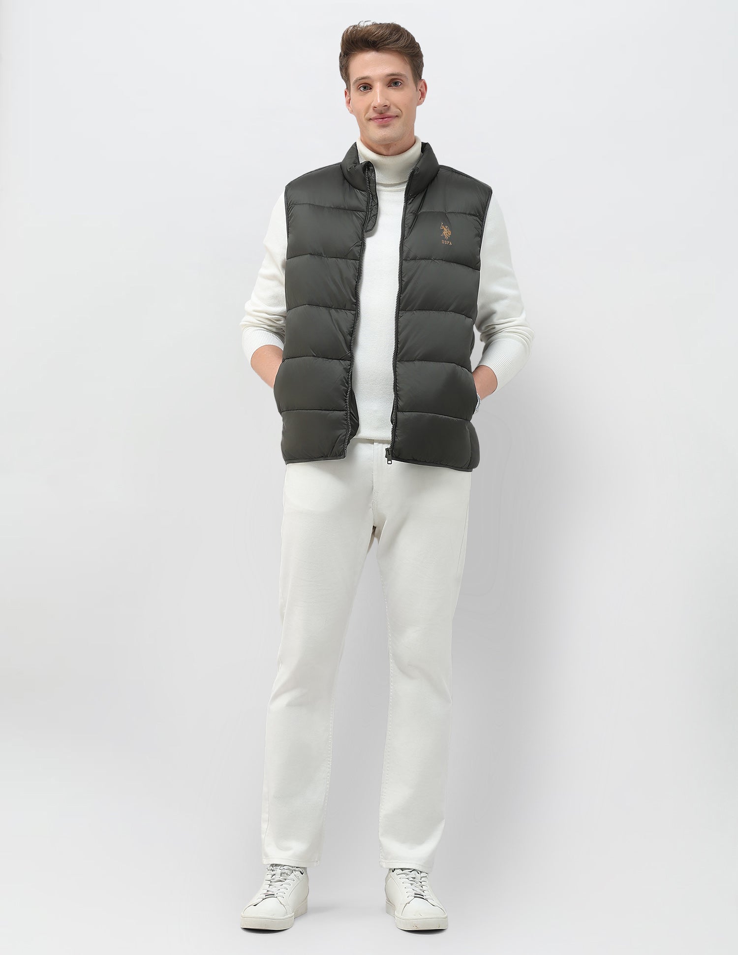 Regular Fit Packable Puffer Jacket Dark Olive - U.S. Polo Assn. India | Large