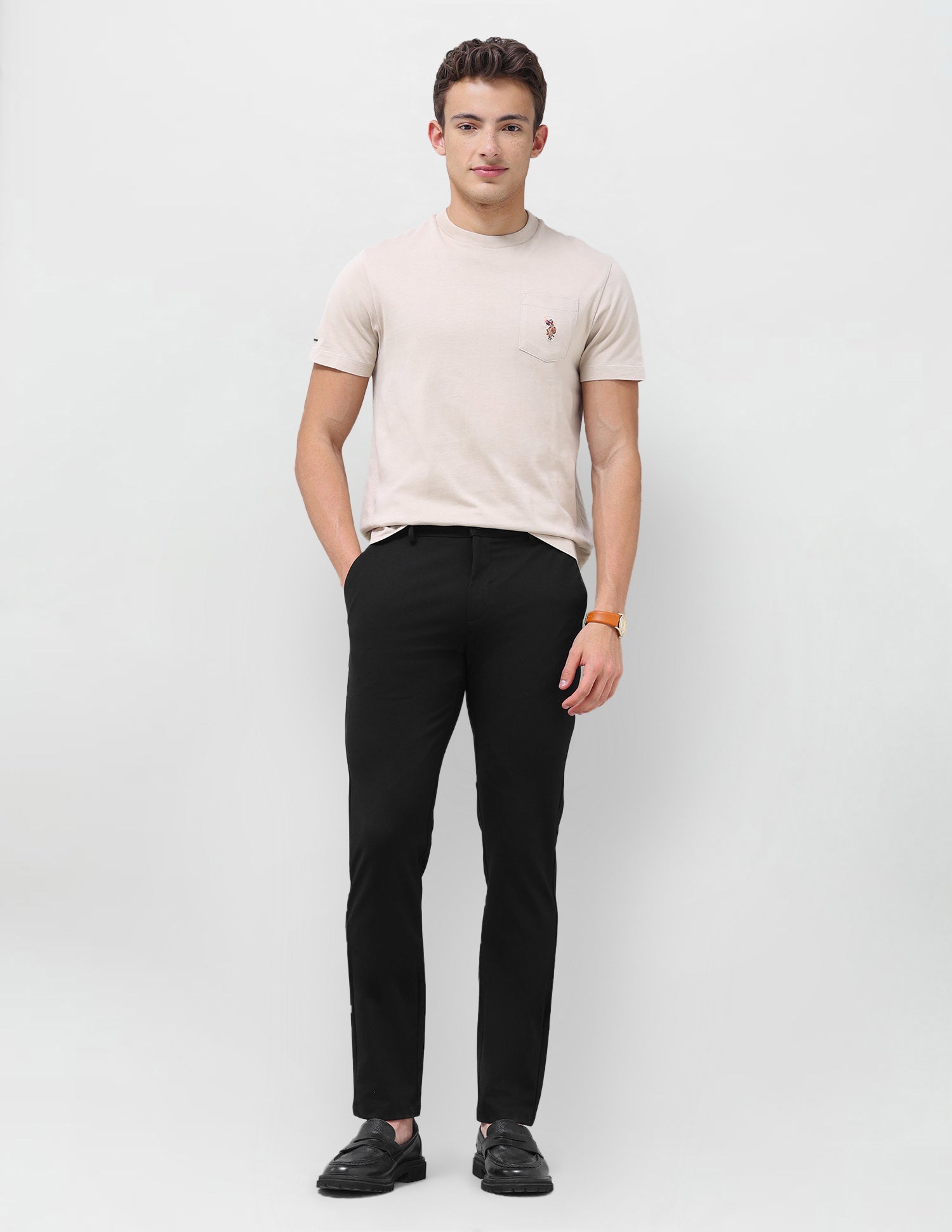 Austin Slim Fit Mid Rise Trousers Black - U.S. Polo Assn. India | Large