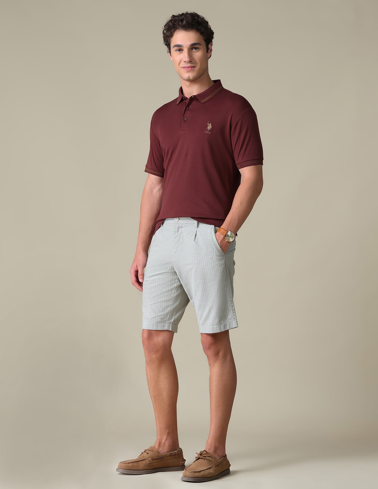 Regular Fit Solid Polo Shirt Wine - U.S. Polo Assn. India | Large