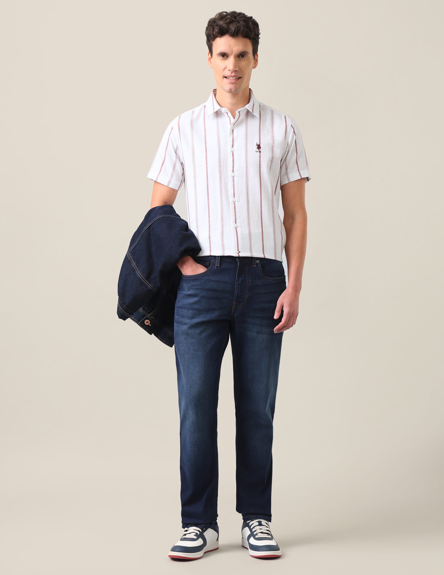 Vertical Striped Regular Fit Shirt Rust - U.S. Polo Assn. India | Large