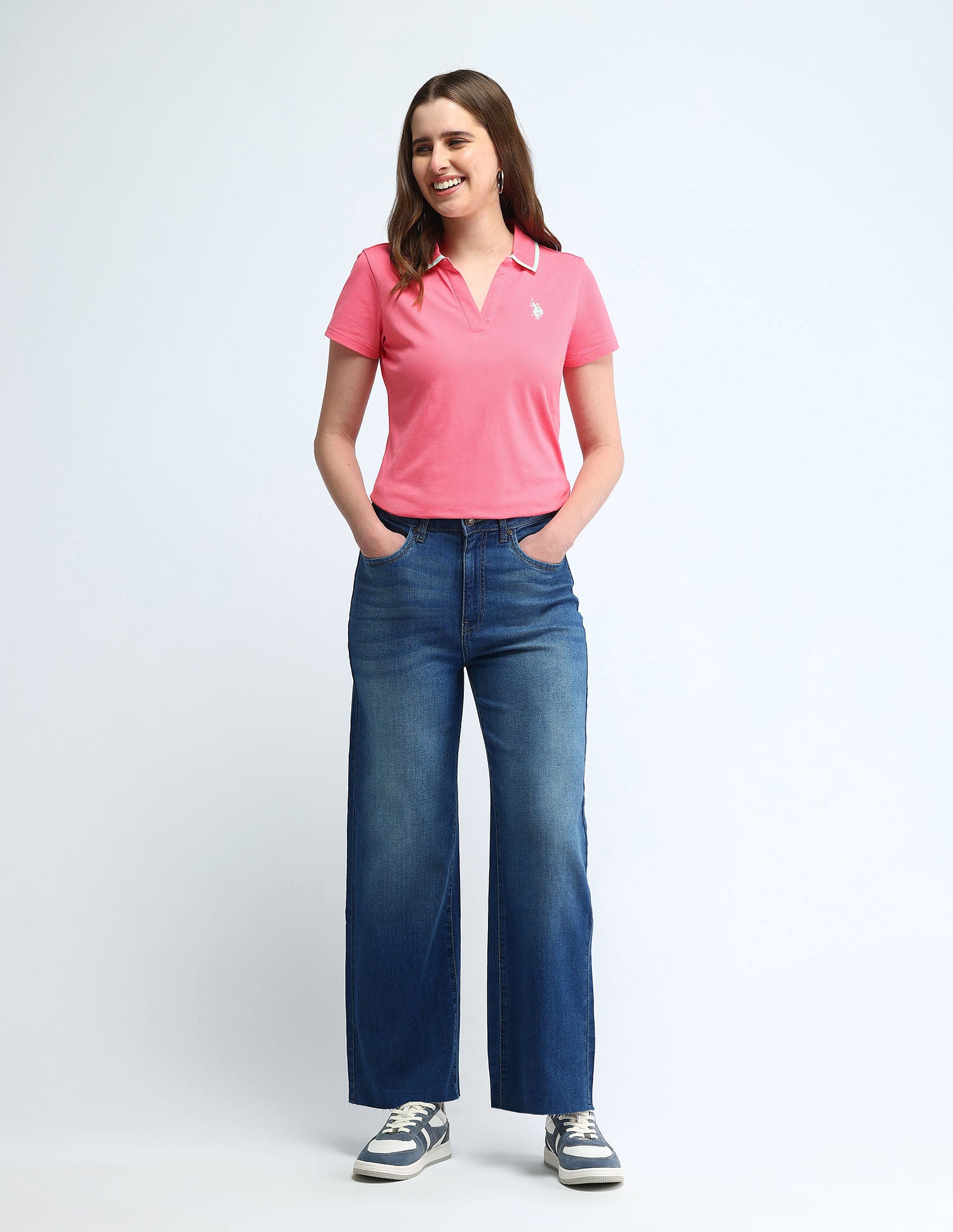 Tipped Collar Solid Polo Shirt Pink - U.S. POLO ASSN. | Large