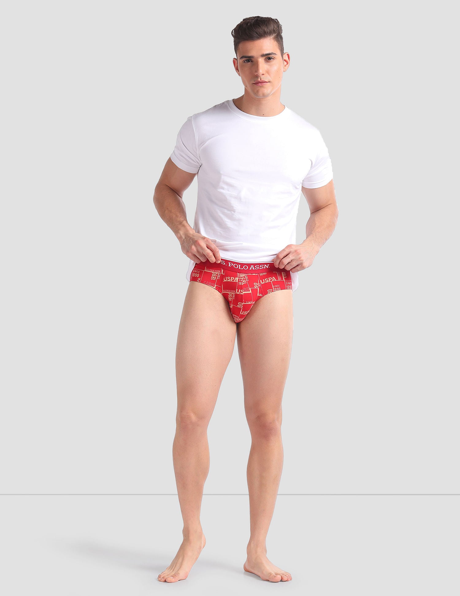 Abrasion Free Printed OEB01 Briefs - Pack Of 3 Blue, Navy and Red - U.S. POLO ASSN. | Large