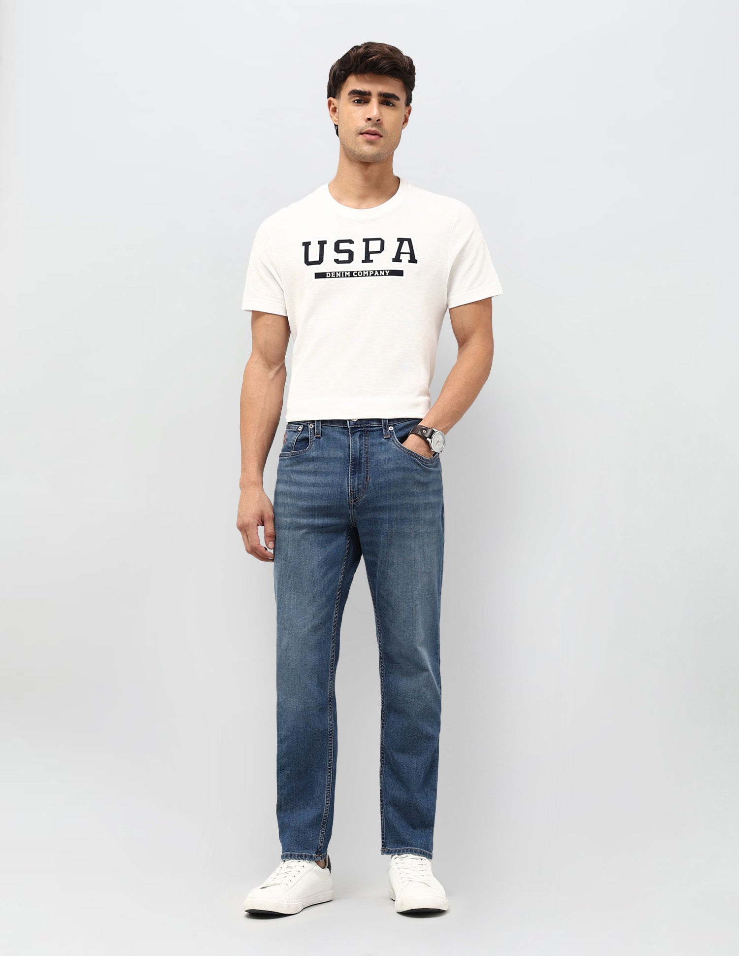 Cole Comfort Cropped Fit Blue Jeans Med Blue - U.S. POLO ASSN. | Large