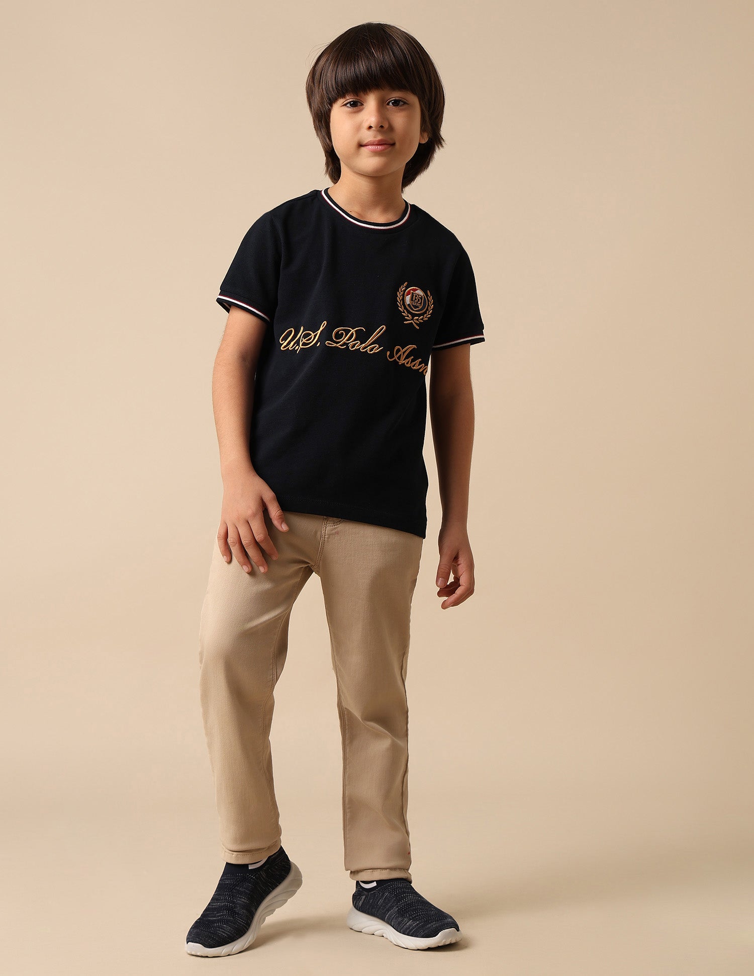 Boys Brand Embroidered Pure Cotton T Shirt Navy - U.S. POLO ASSN. | Large