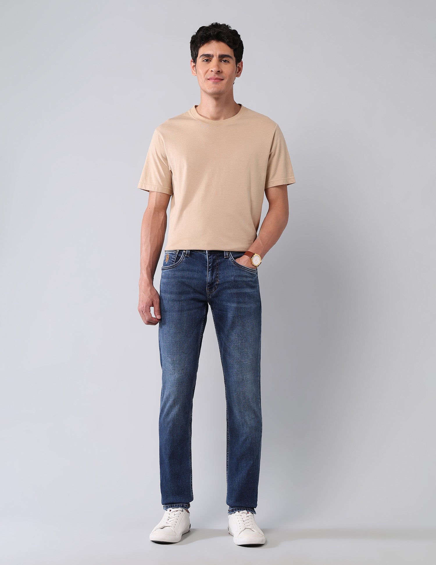 Brandon Slim Tapered Fit Vintage Jeans Mid Wash - U.S. Polo Assn. India | Large