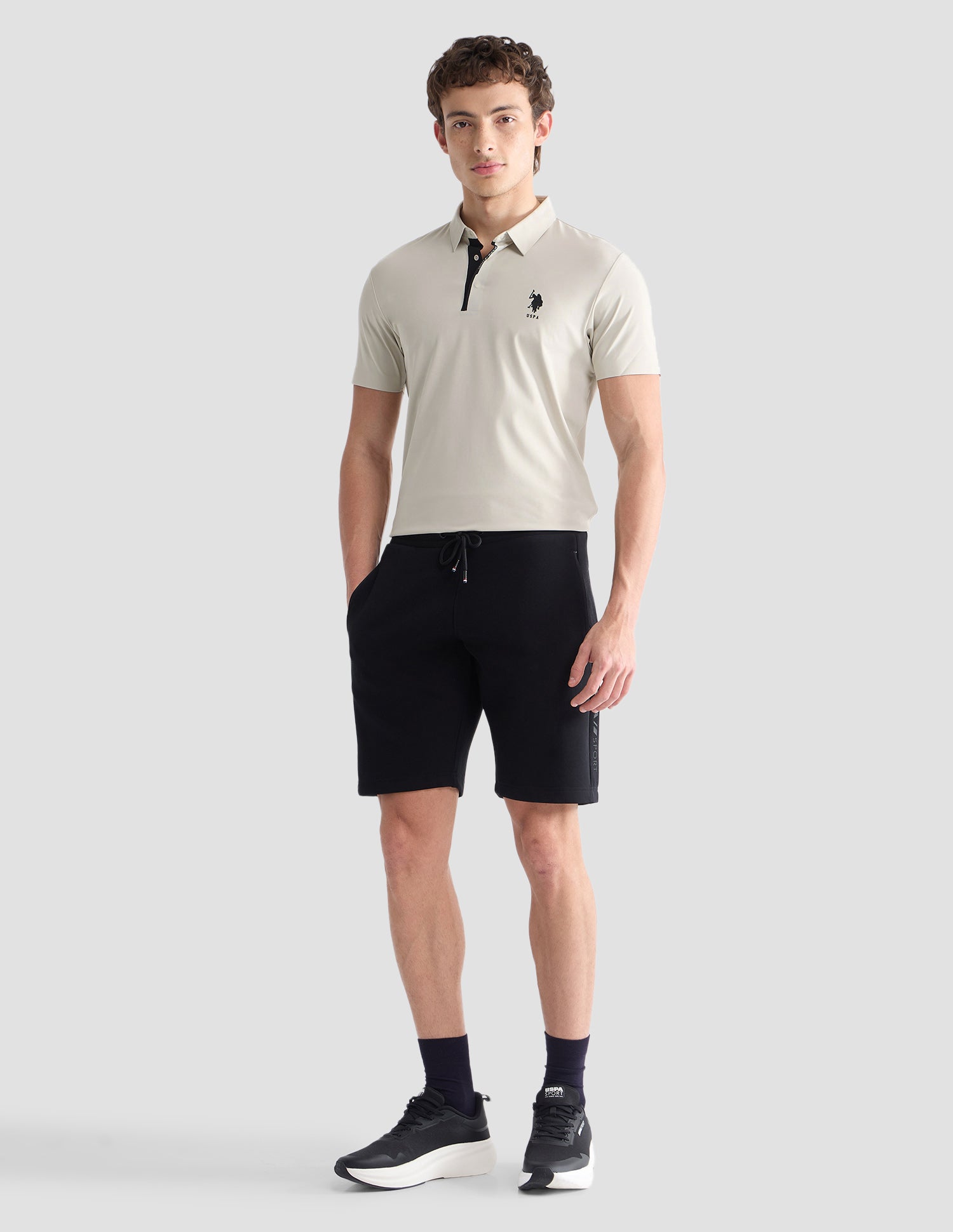 Solid Slim Fit Active Polo Shirt Beige - U.S. Polo Assn. India | Large