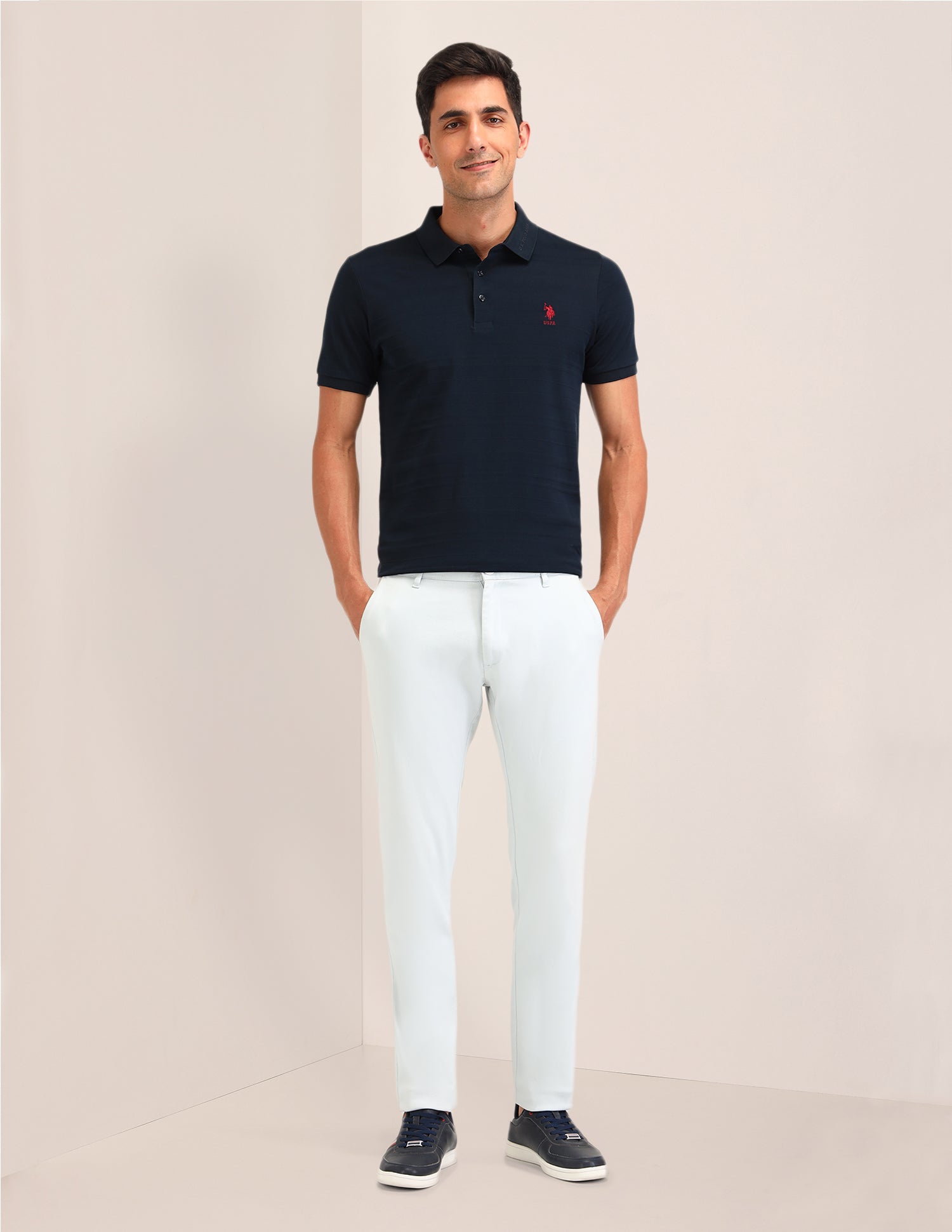 Horizontal Striped Slim Fit Polo Shirts Navy - U.S. Polo Assn. India | Large