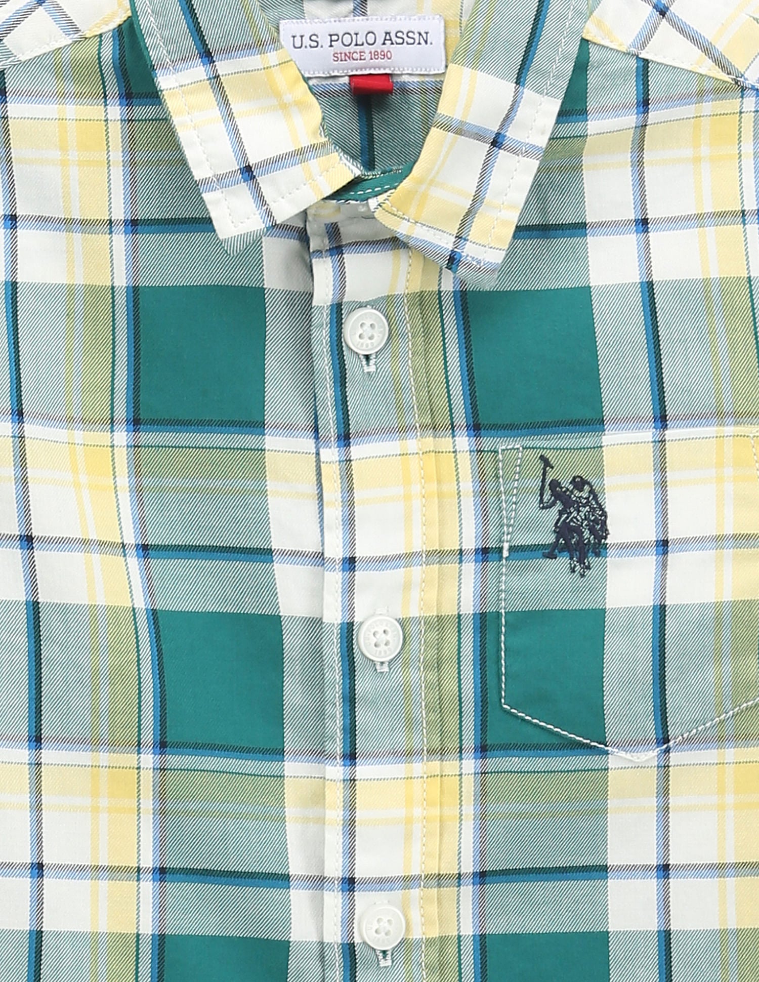 Pure Cotton Plaid Shirt Dark Green - U.S. POLO ASSN. | Large