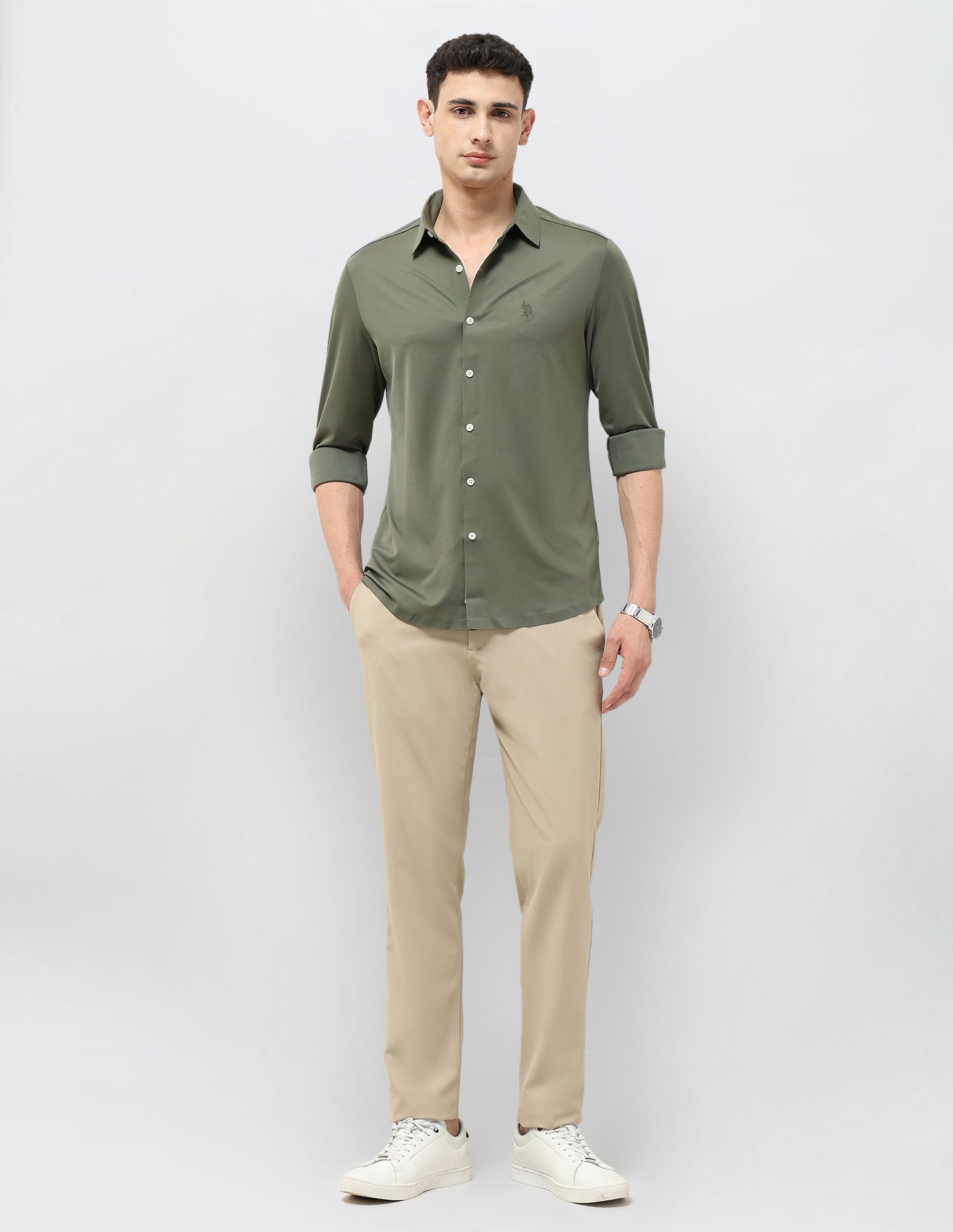 Solid Tailored Fit Shirt Sage - U.S. POLO ASSN. | Large
