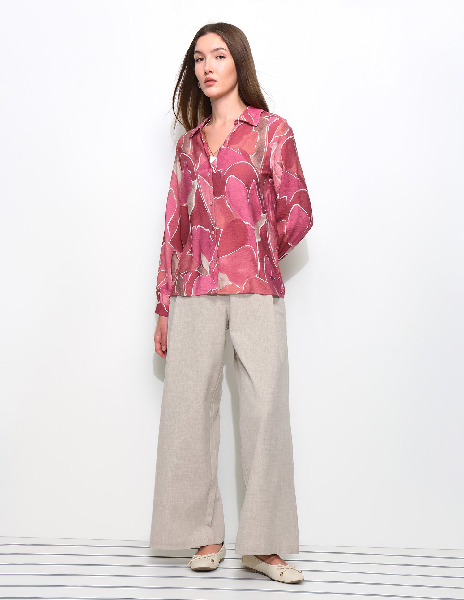 Abstract Printed V-Neck Collar Shirt Maroon - U.S. Polo Assn. India | Large