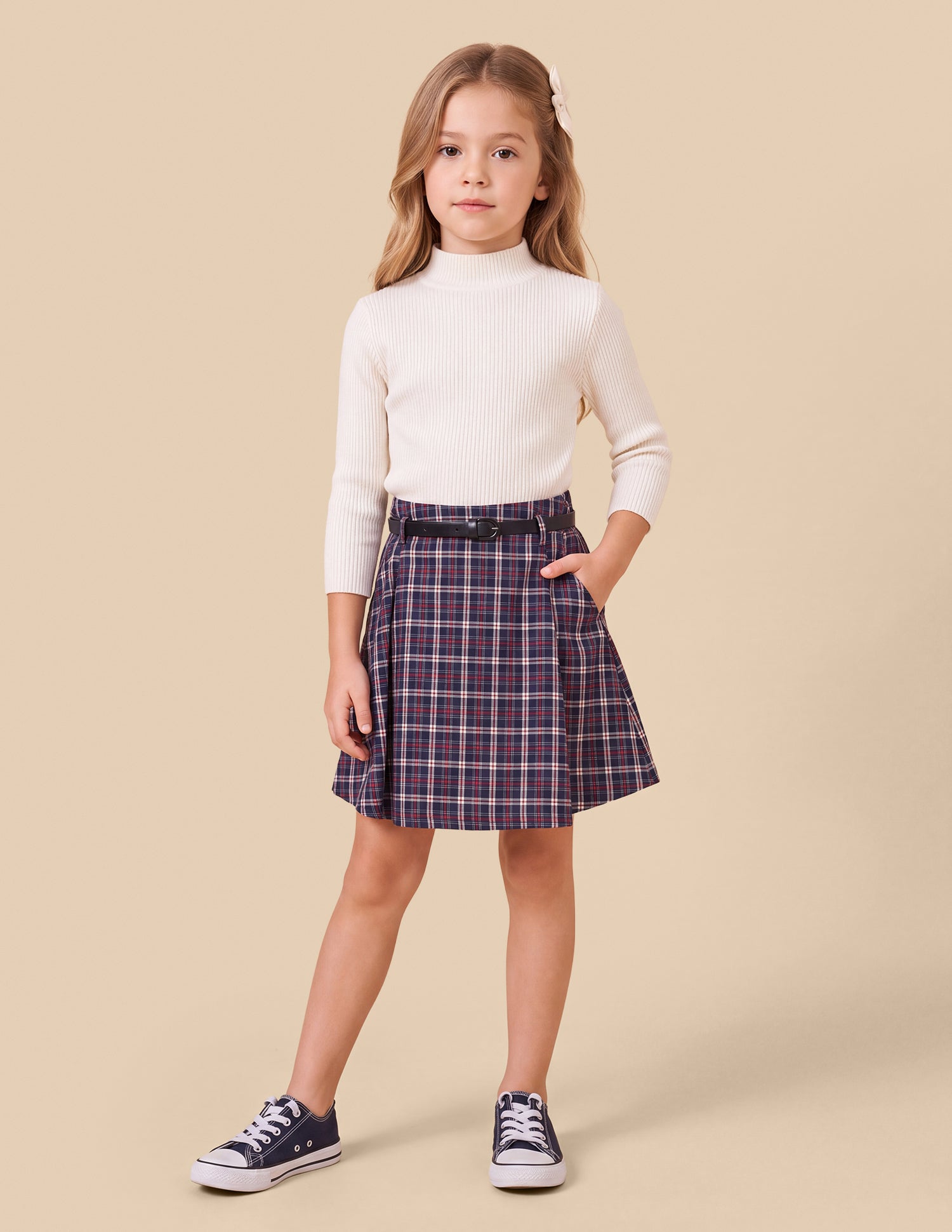 Plaid Checked Relaxed Fit Skirt Navy - U.S. Polo Assn. India | Large