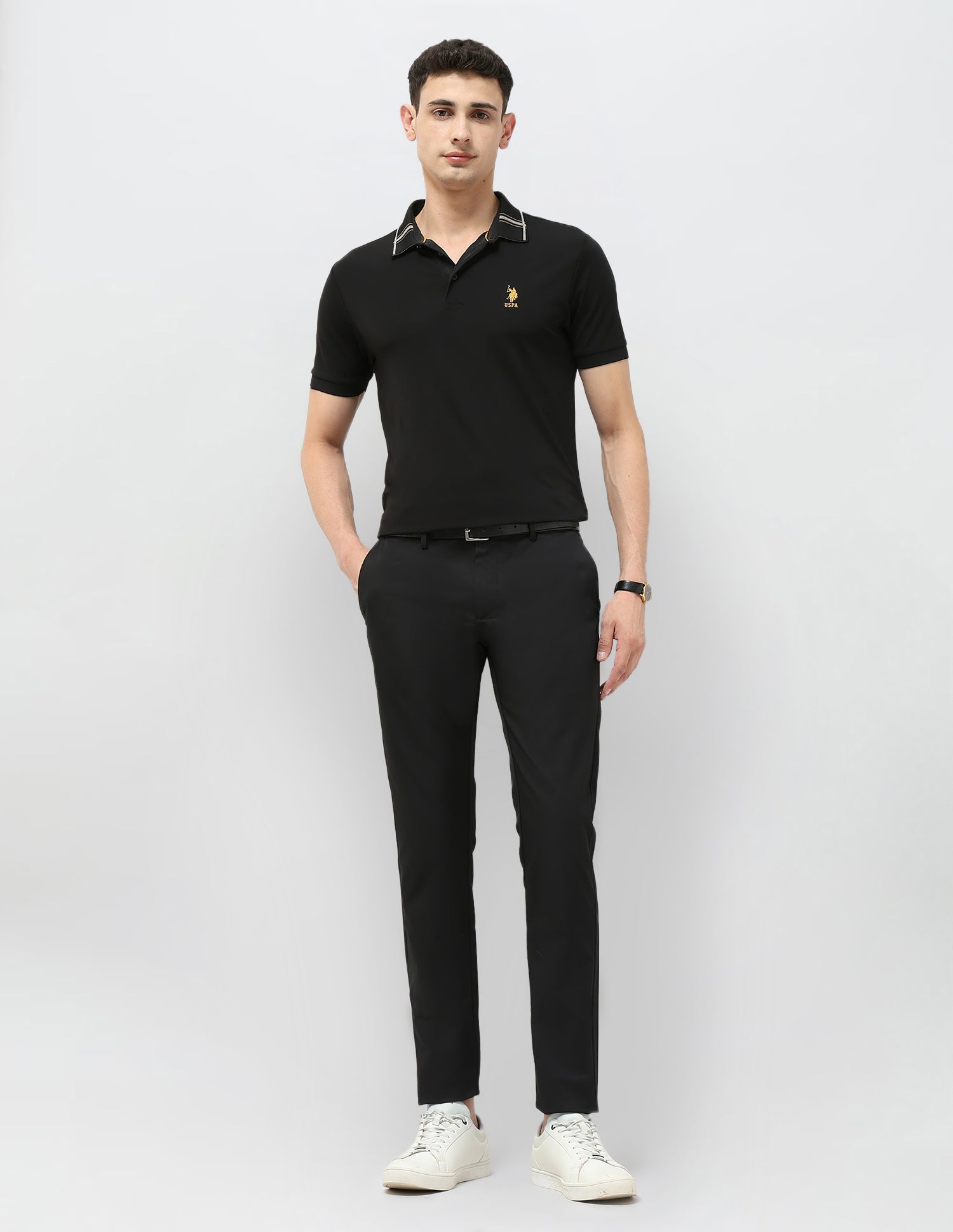 Austin Slim Fit Satin Trousers Black - U.S. POLO ASSN. | Large