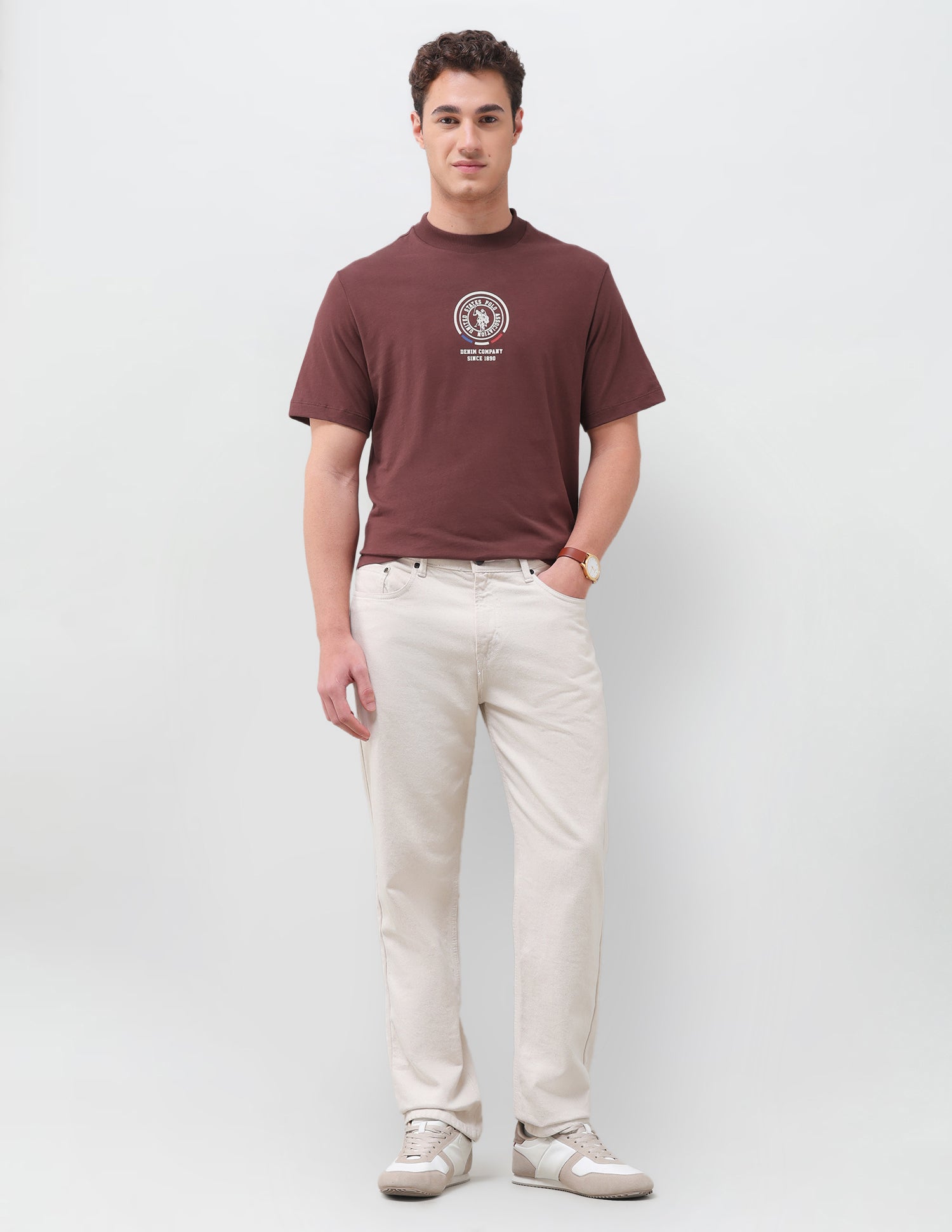 Solid Relaxed Fit T-Shirt Maroon - U.S. Polo Assn. India | Large