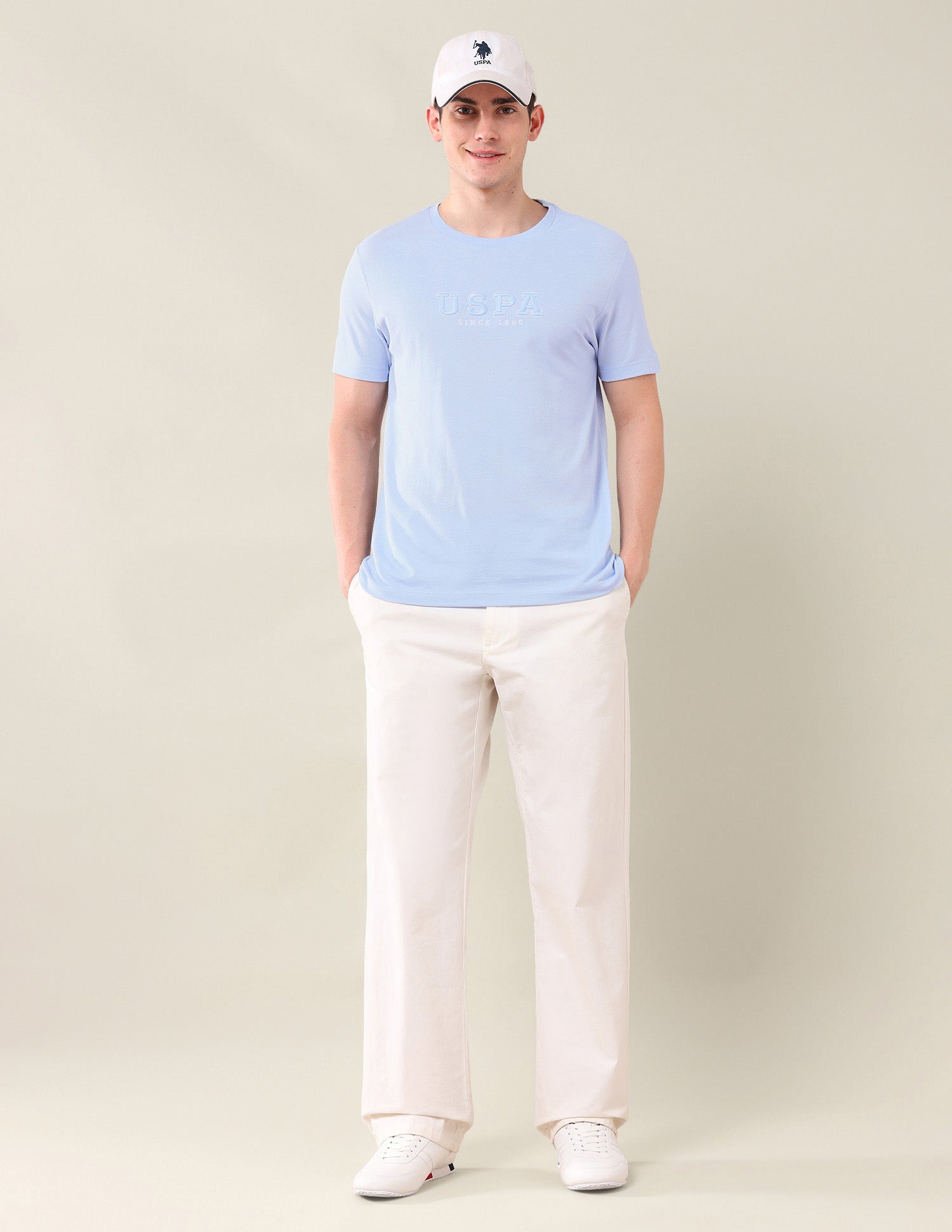 Brand Printed Pure Cotton T-Shirt Light Blue - U.S. Polo Assn. India | Large