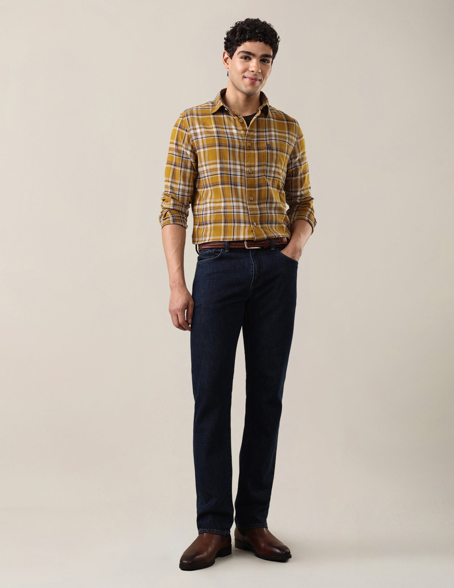 Twill Plaid Checked Shirt Mustard - U.S. Polo Assn. India | Large