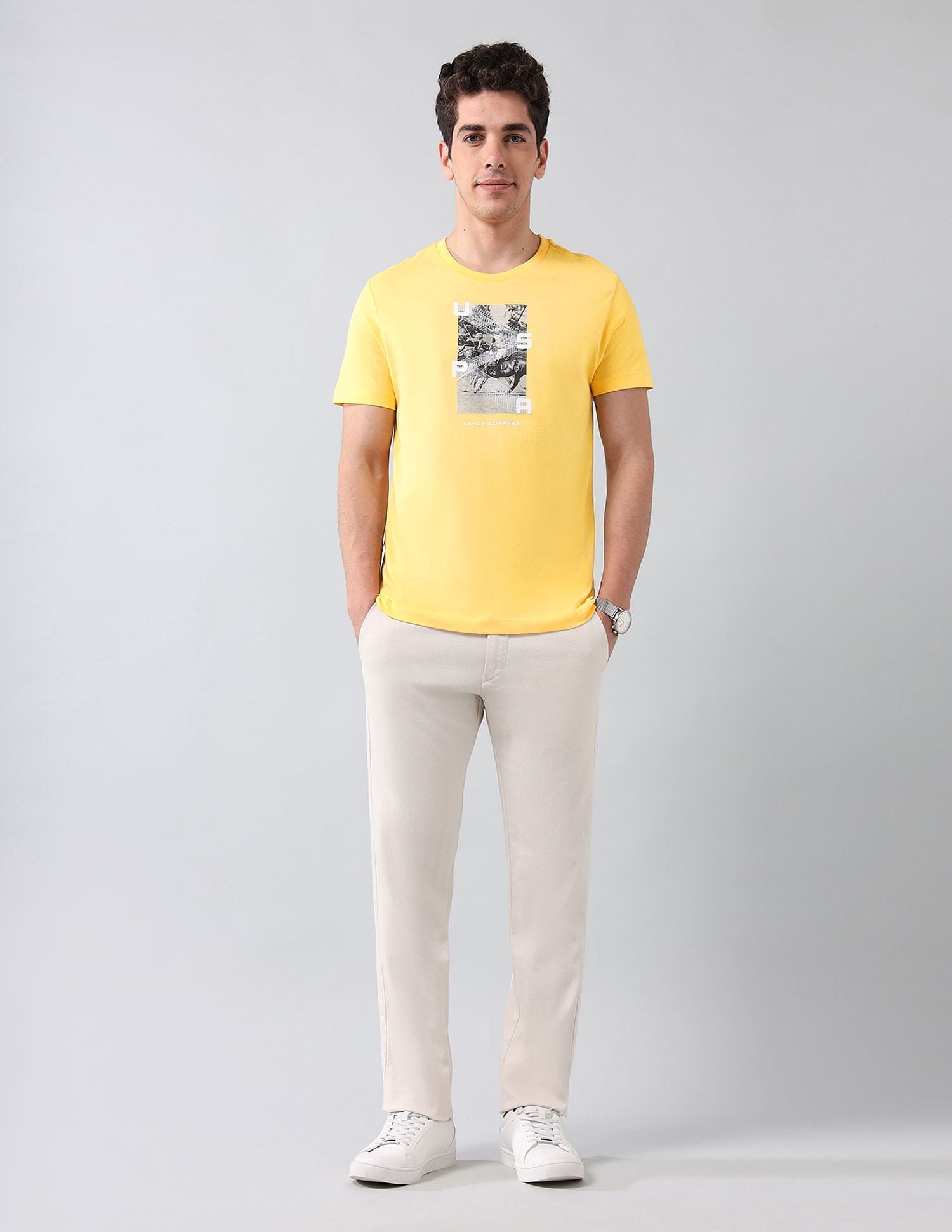 Muscle Fit Brand Printed T-Shirt Yellow - U.S. Polo Assn. India | Large