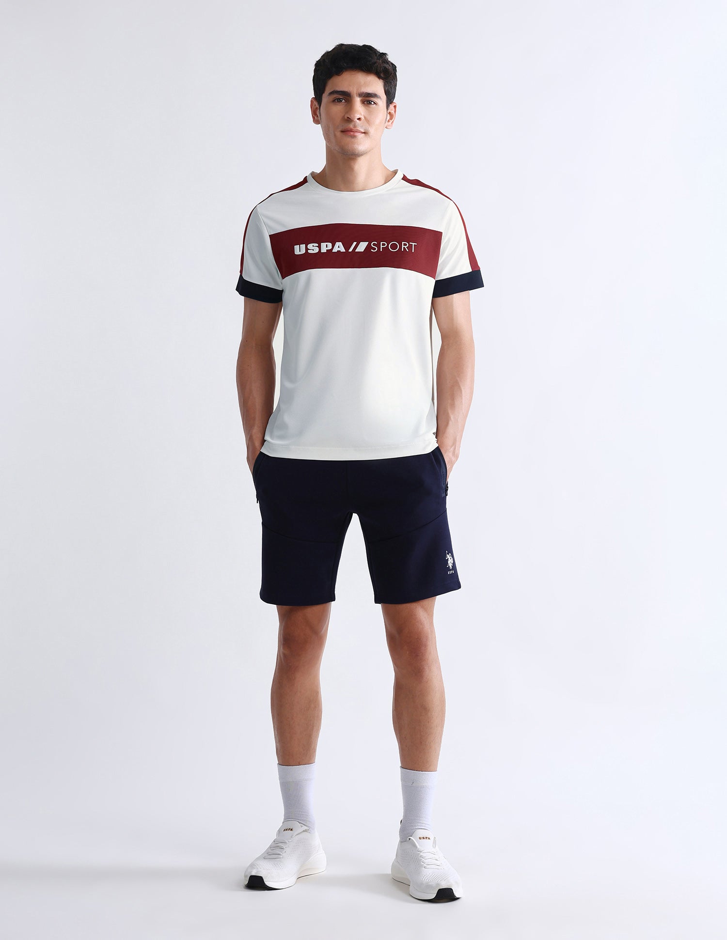 Brand Embossed Slim Fit T-Shirt Off White - U.S. Polo Assn. India | Large