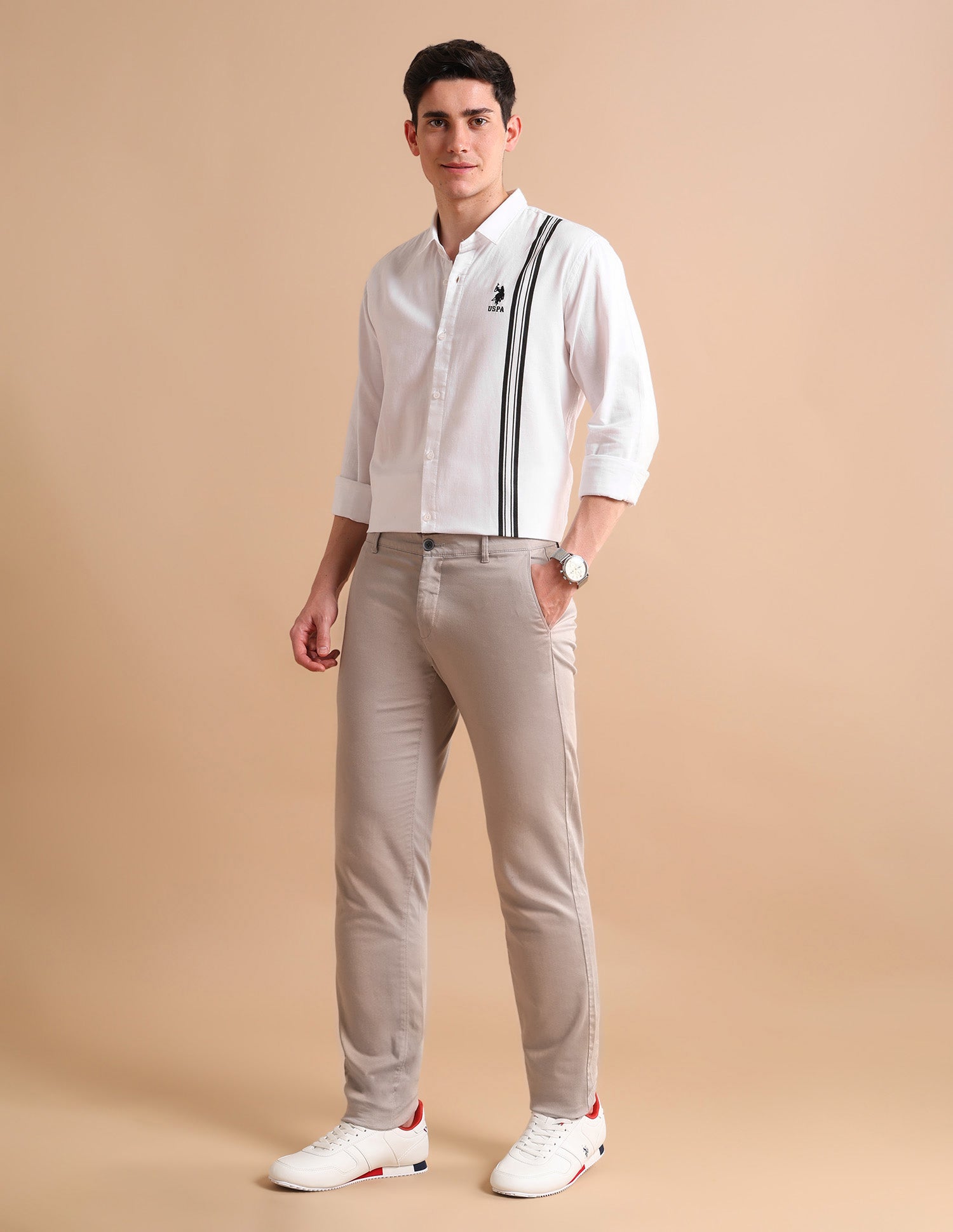 Tailored Striped Shirt White - U.S. POLO ASSN. | Large