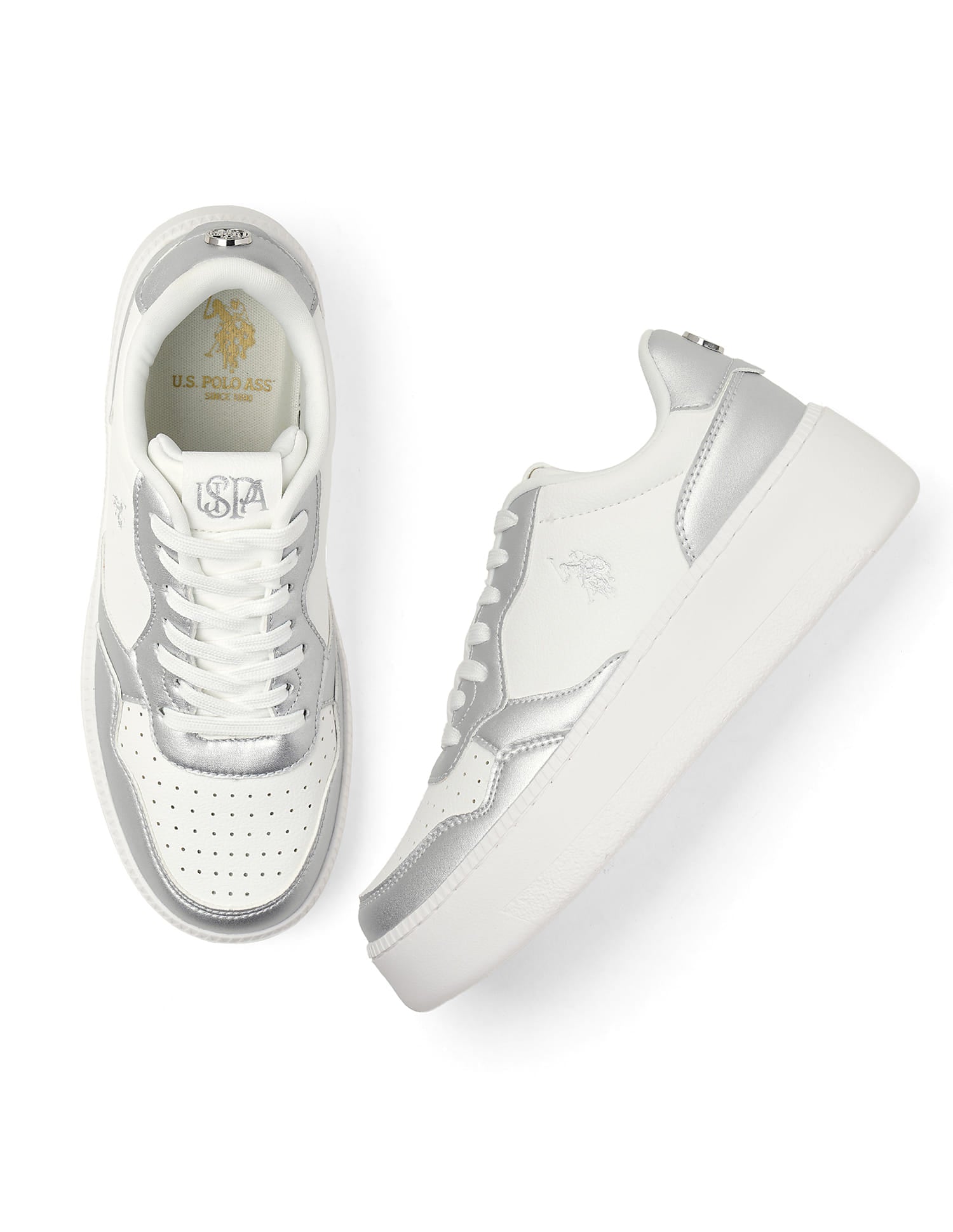 Leontina White Chunky Sneaker Shoes White - U.S. Polo Assn. India | Large