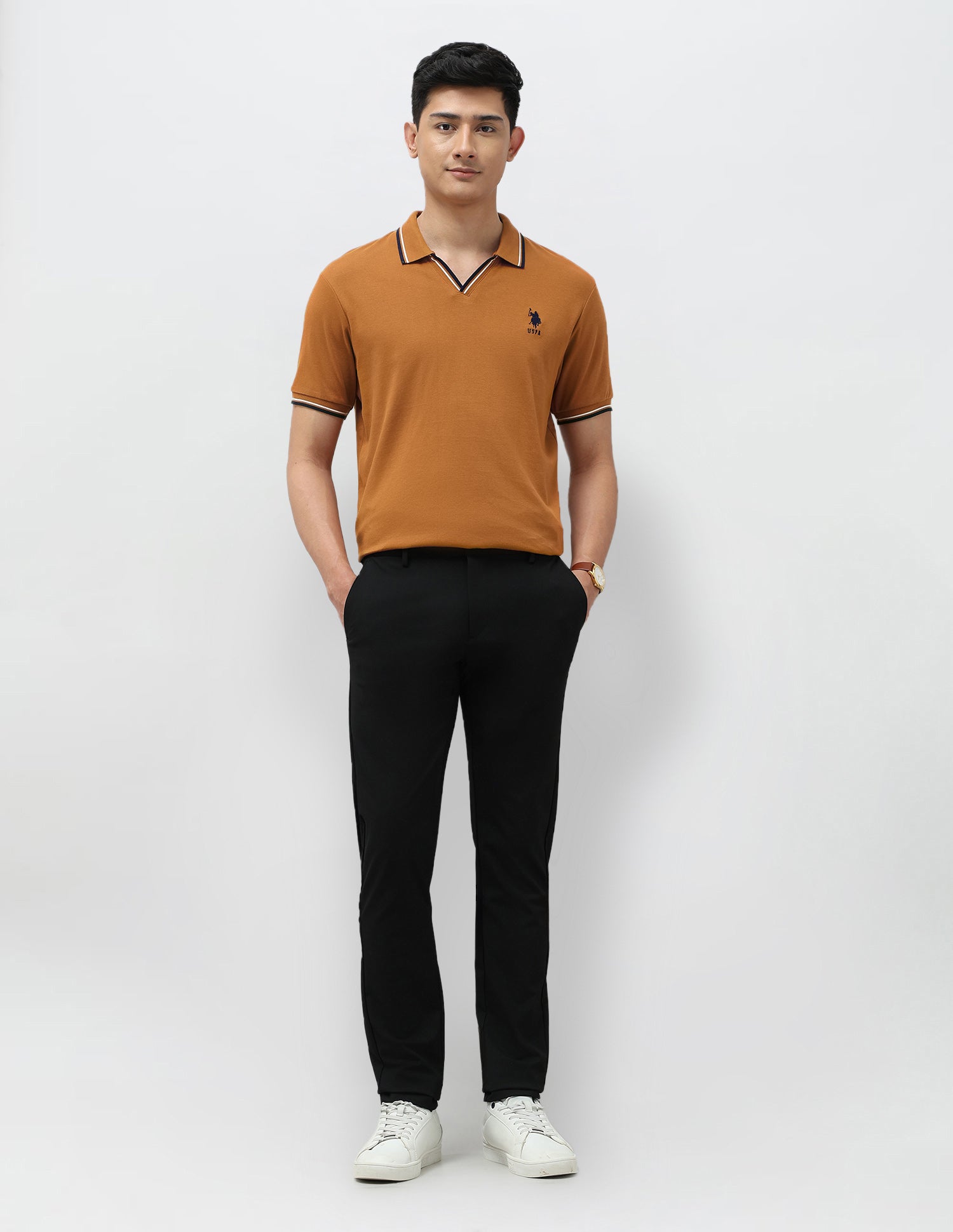 Pure Cotton Slim Fit Polo Shirt Brown - U.S. Polo Assn. India | Large