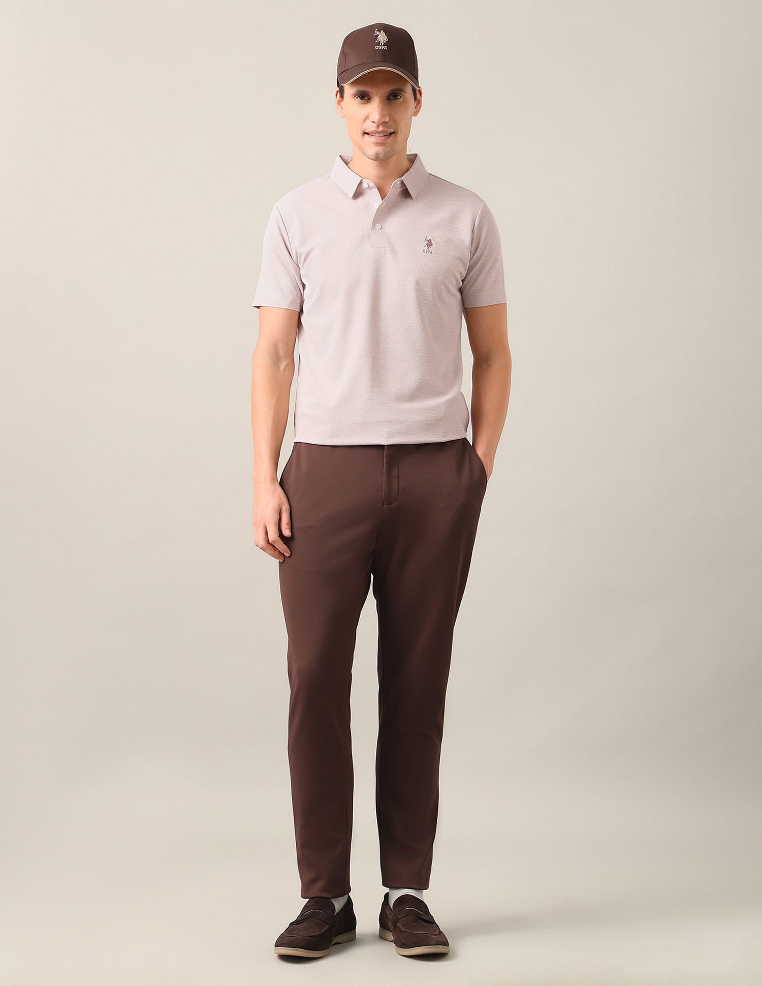 Solid Slim Fit Polo Shirt Pink - U.S. Polo Assn. India | Large