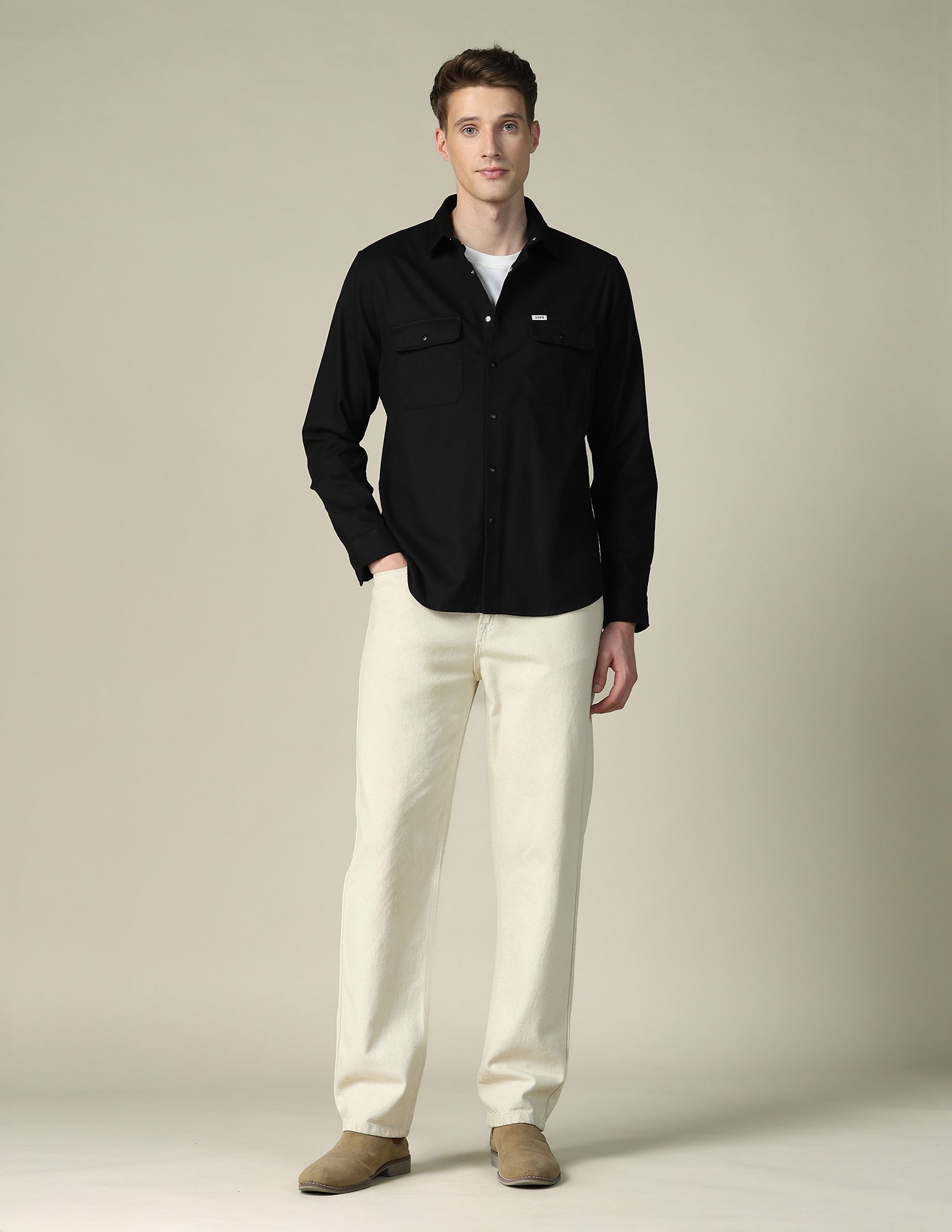 Solid Twill Shacket Black - U.S. POLO ASSN. | Large