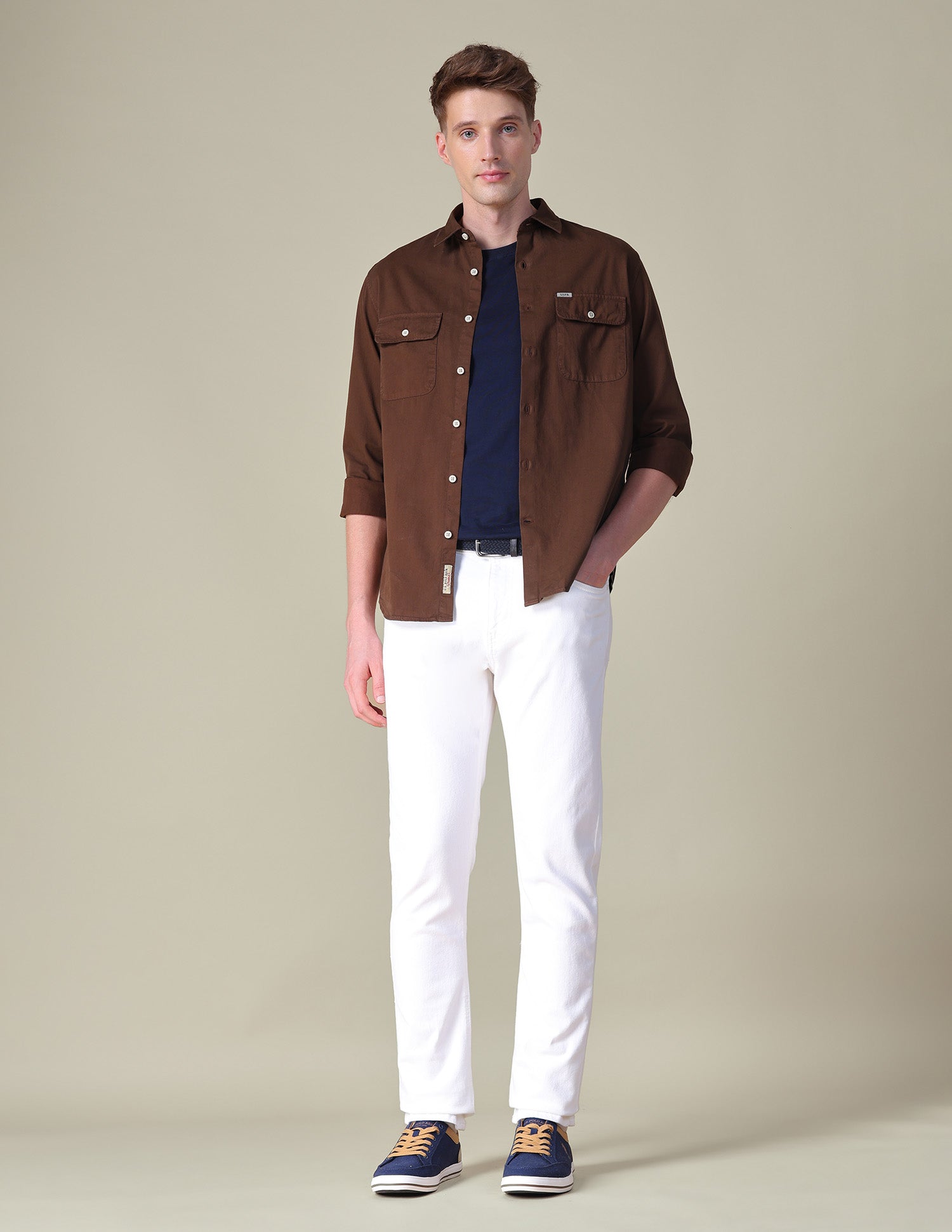 Brandon Slim Tapered Fit White Jeans White - U.S. POLO ASSN. | Large