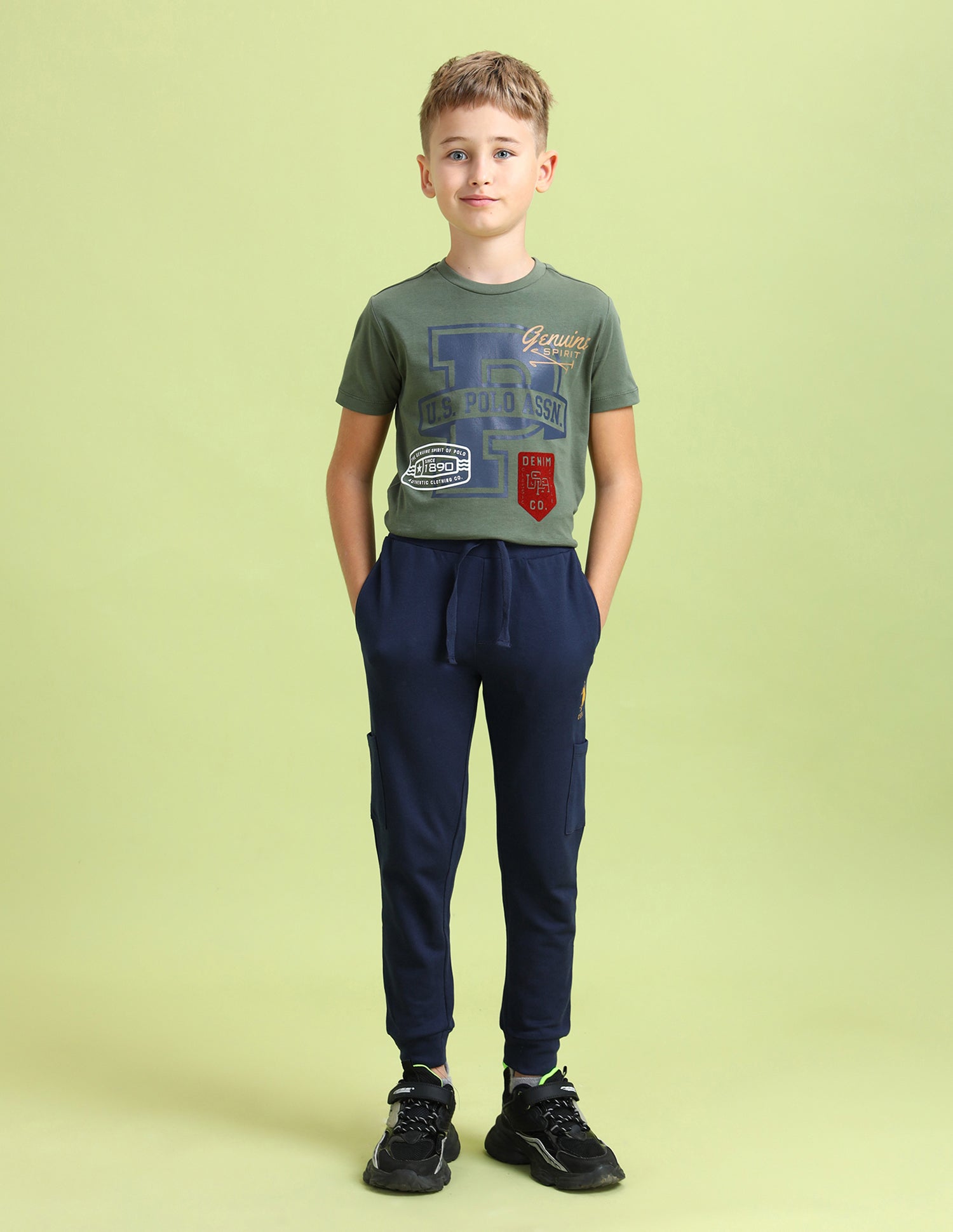 Boys Solid Regular Fit Joggers Dark Blue - U.S. POLO ASSN. | Large