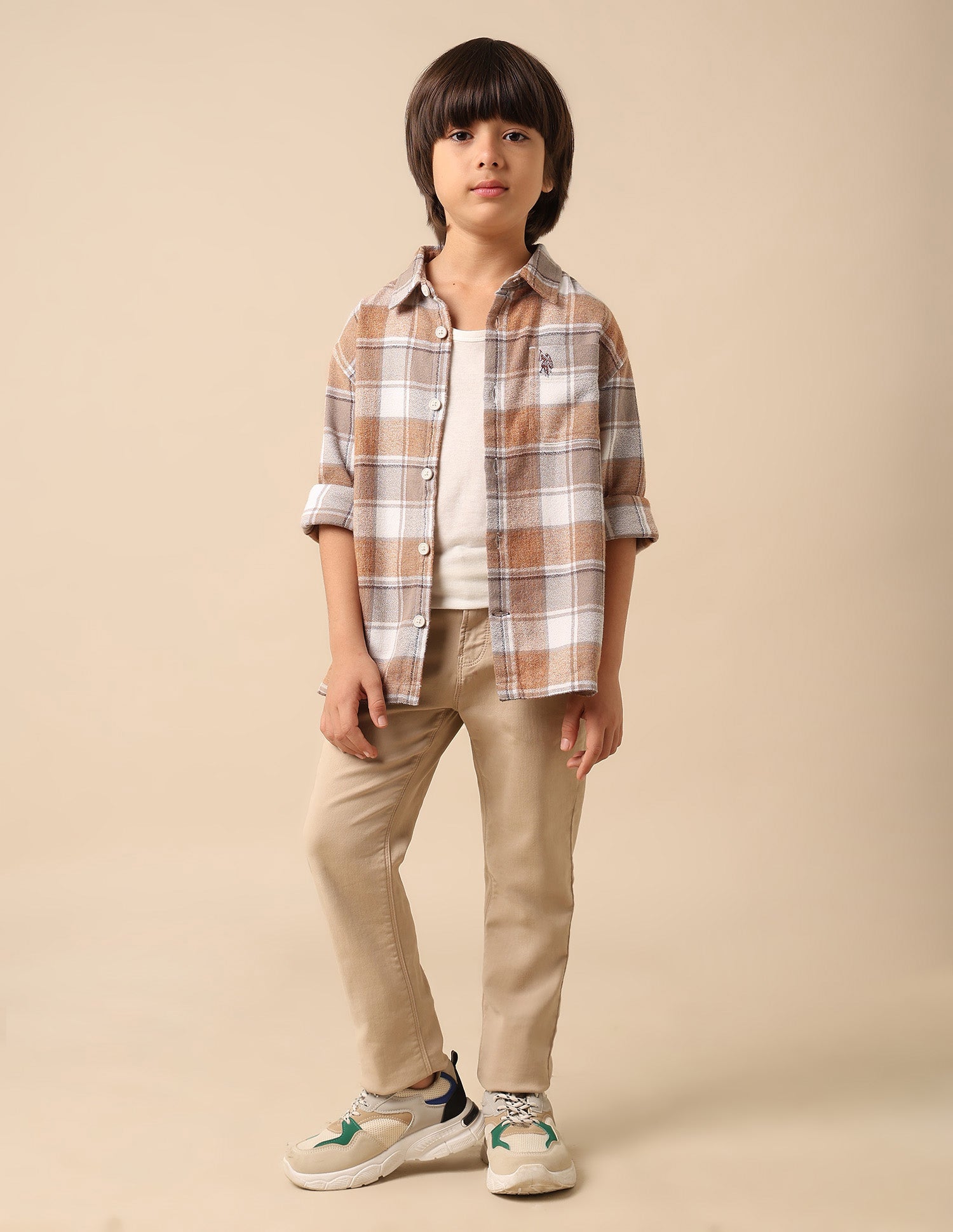 Boys All Over Printed Regular Fit Shirt Off White - U.S. Polo Assn. India | Large