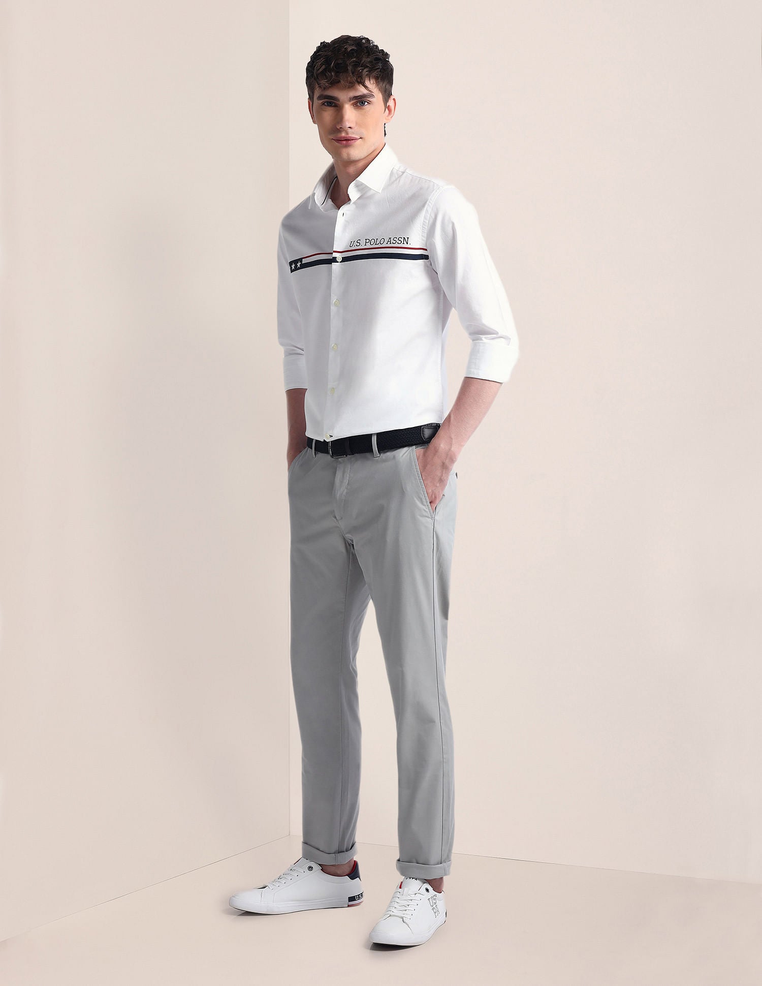 Long Sleeve Solid Brand Shirt White - U.S. POLO ASSN. | Large