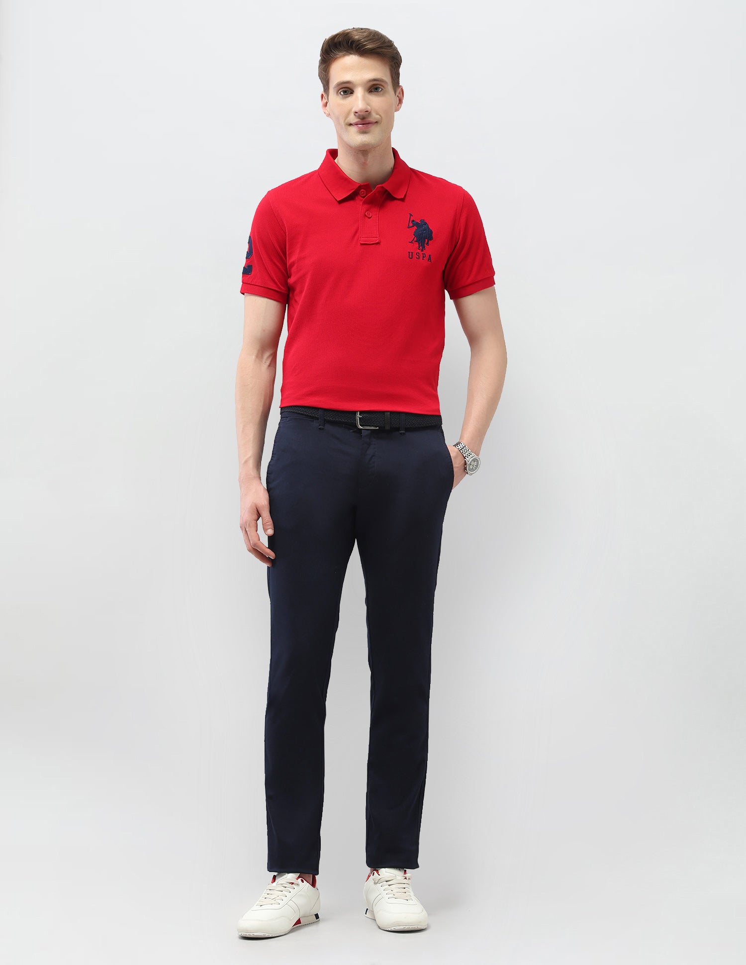Solid Denver Slim Fit Trousers Navy - U.S. Polo Assn. India | Large