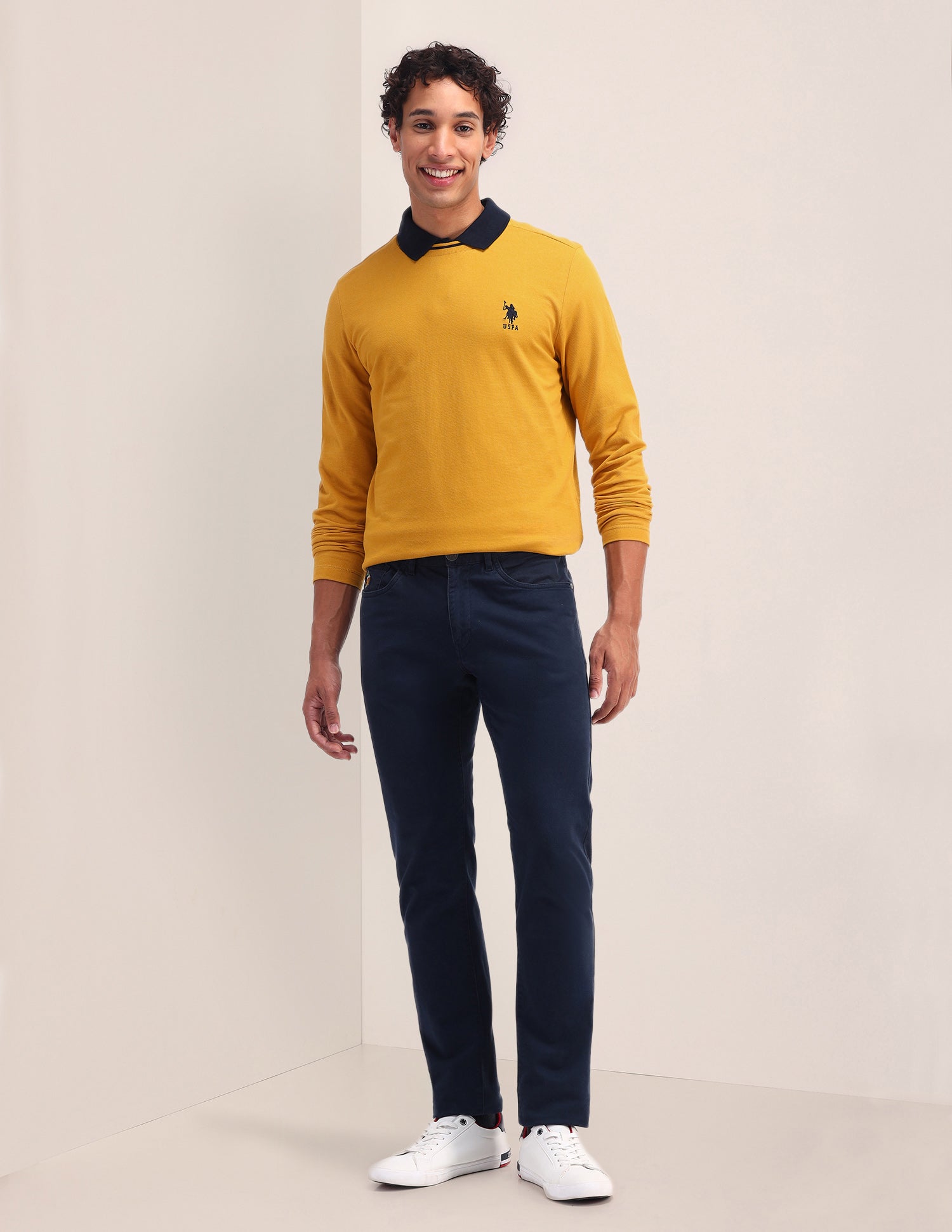 Solid Pattern Slim Fit T-Shirt Mustard - U.S. Polo Assn. India | Large